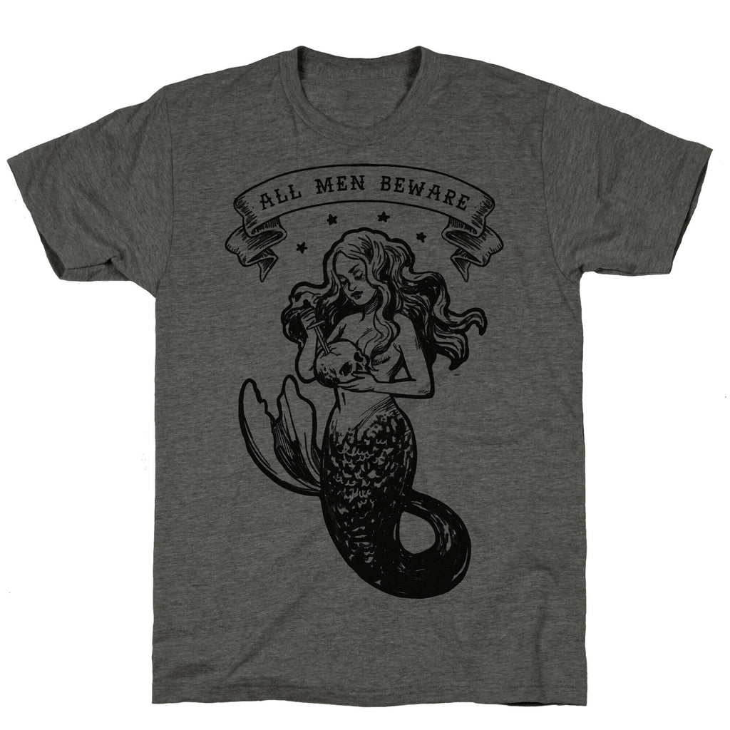 All Men Beware Vintage Mermaid Unisex Triblend Tee Hoodie, Sweatshirt | CoreVibeTees.com (Image 2)