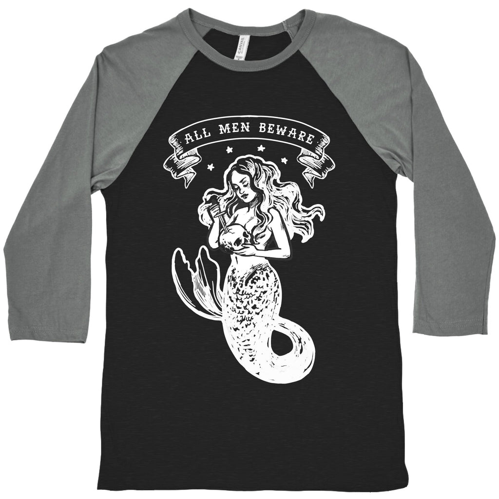 All Men Beware Vintage Mermaid Baseball Tee Hoodie, Sweatshirt | CoreVibeTees.com (Image 1)
