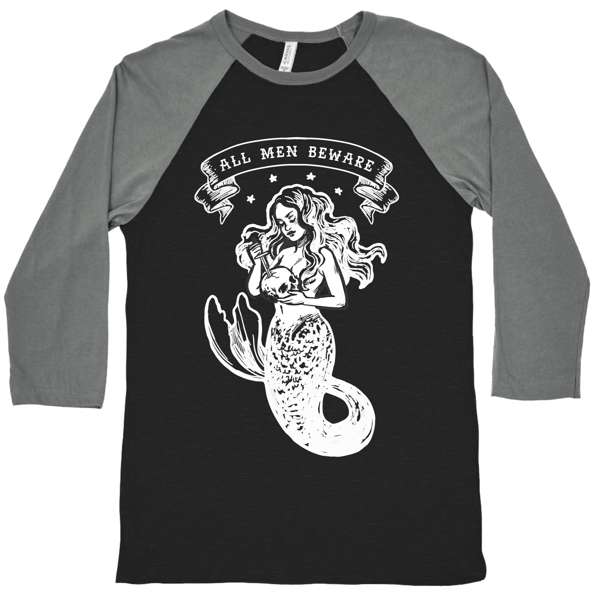 All Men Beware Vintage Mermaid Baseball Tee Hoodie, Sweatshirt | CoreVibeTees.com (Image 1)