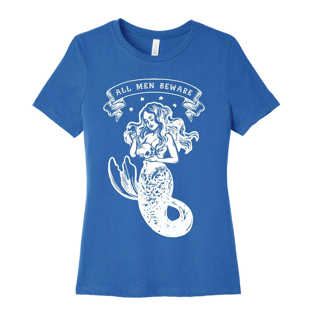 All Men Beware Vintage Mermaid Women's Cotton Tee Hoodie, Sweatshirt | CoreVibeTees.com (Image 3)