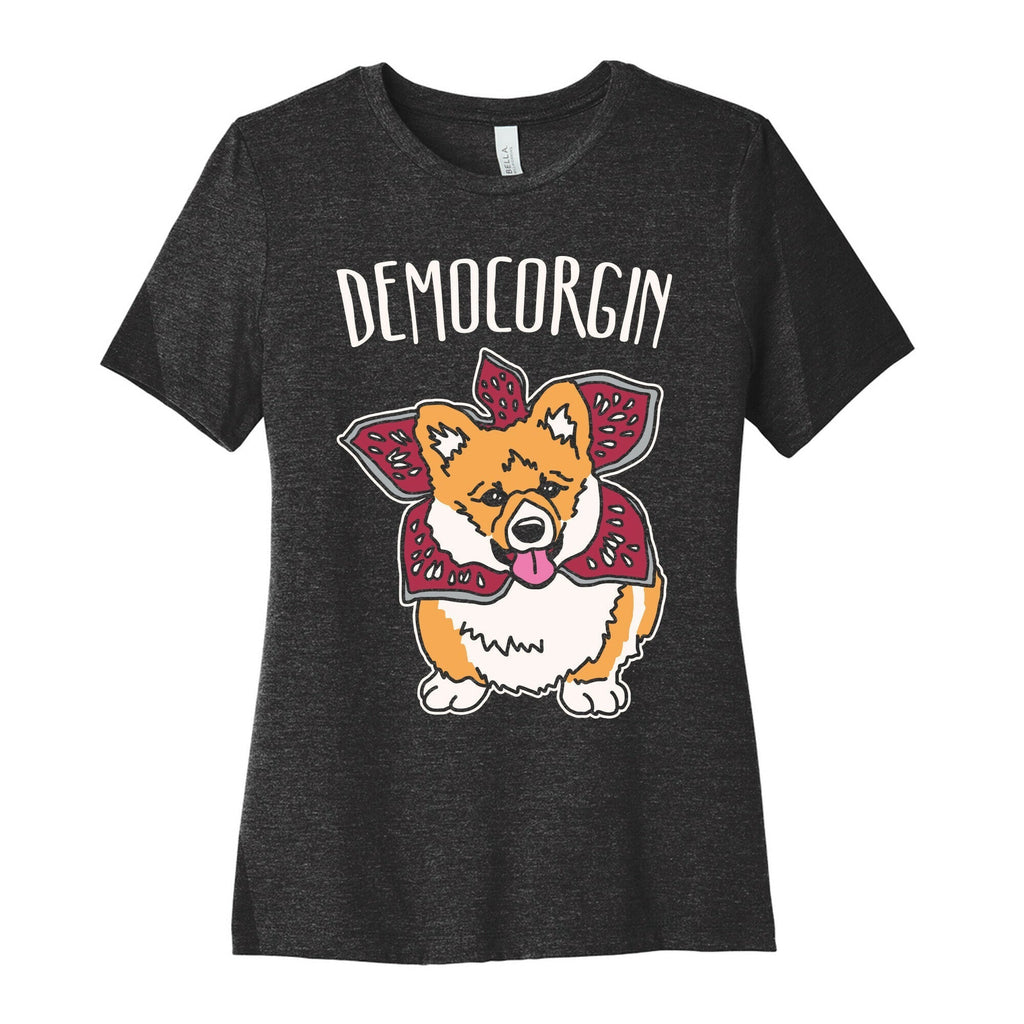 Democorgin Parody White Print Women's Cotton Tee Hoodie, Sweatshirt | CoreVibeTees.com (Image 1)