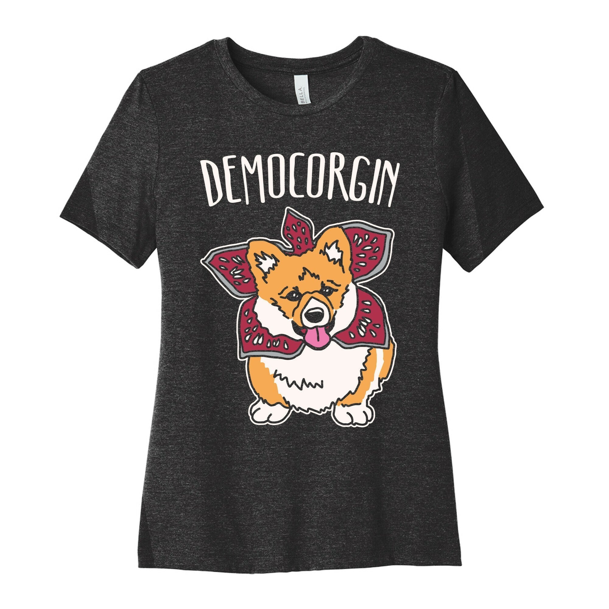 Democorgin Parody White Print Women's Cotton Tee Hoodie, Sweatshirt | CoreVibeTees.com (Image 1)
