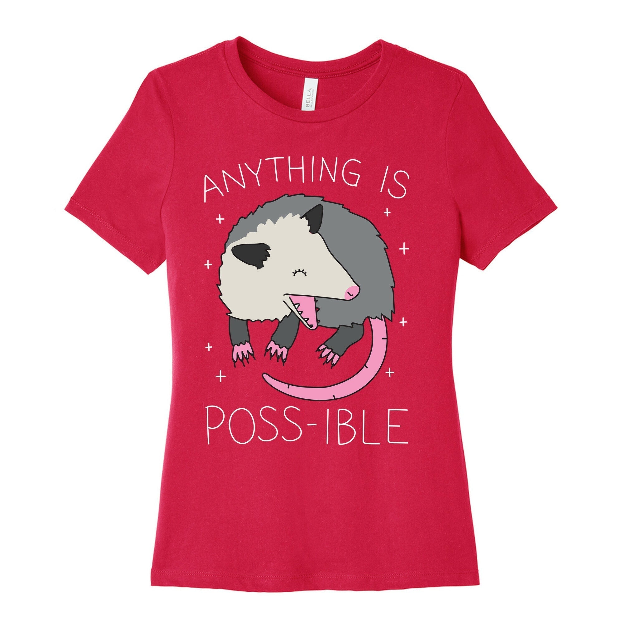 Anything Is Poss-ible Opossum Women's Cotton Tee Hoodie, Sweatshirt | CoreVibeTees.com (Image 2)