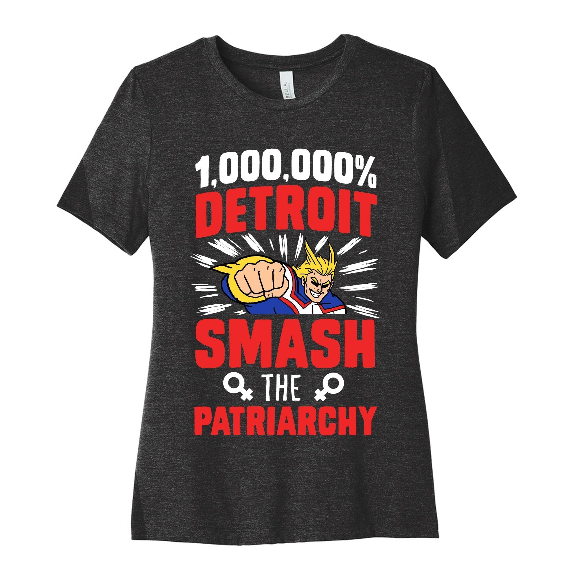 All Might Smash the Patriarchy (1000000 Detroit Smach) Women's Cotton Tee Hoodie, Sweatshirt | CoreVibeTees.com (Image 1)