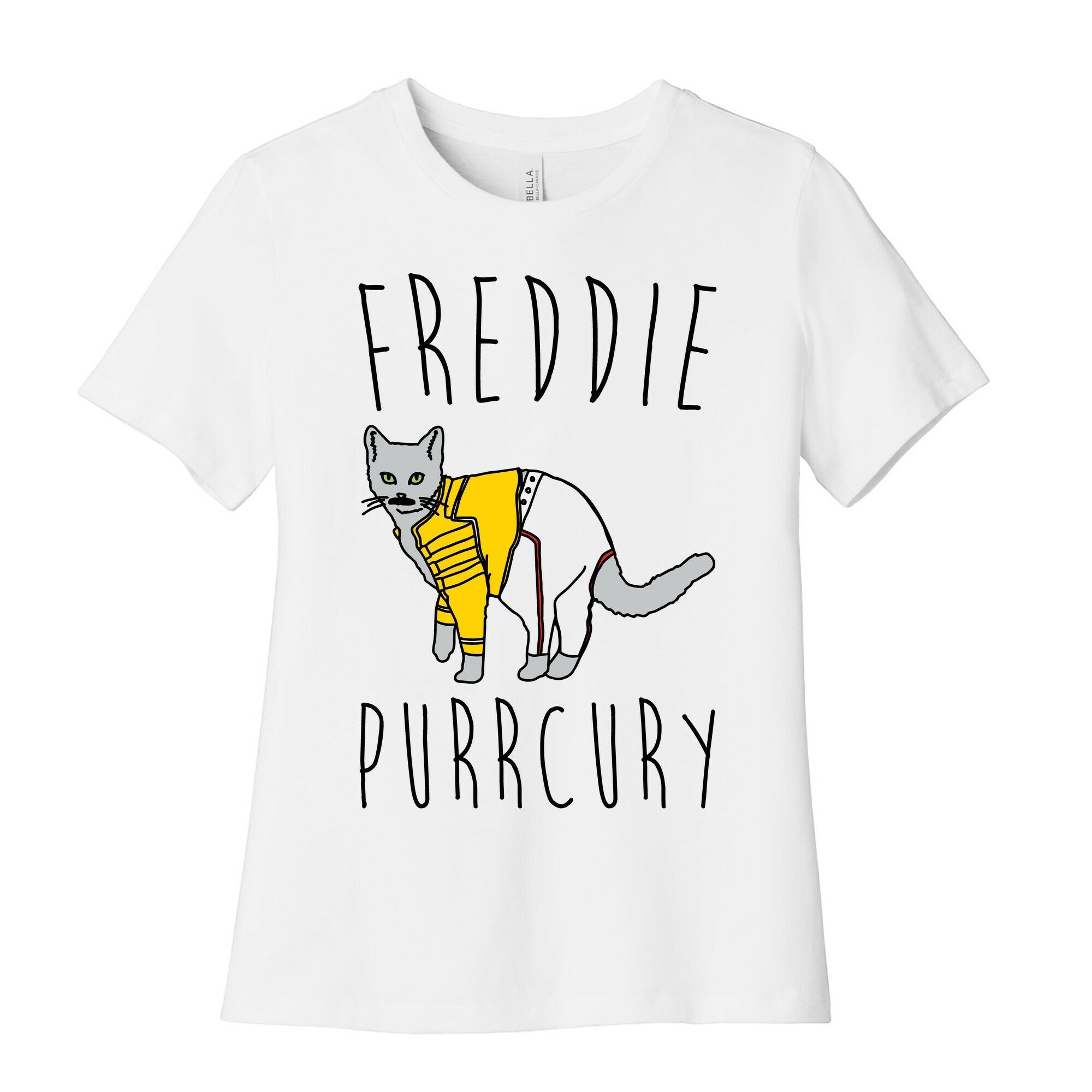 Freddie Purrcury Cat Parody Women's Cotton Tee Hoodie, Sweatshirt | CoreVibeTees.com (Image 1)