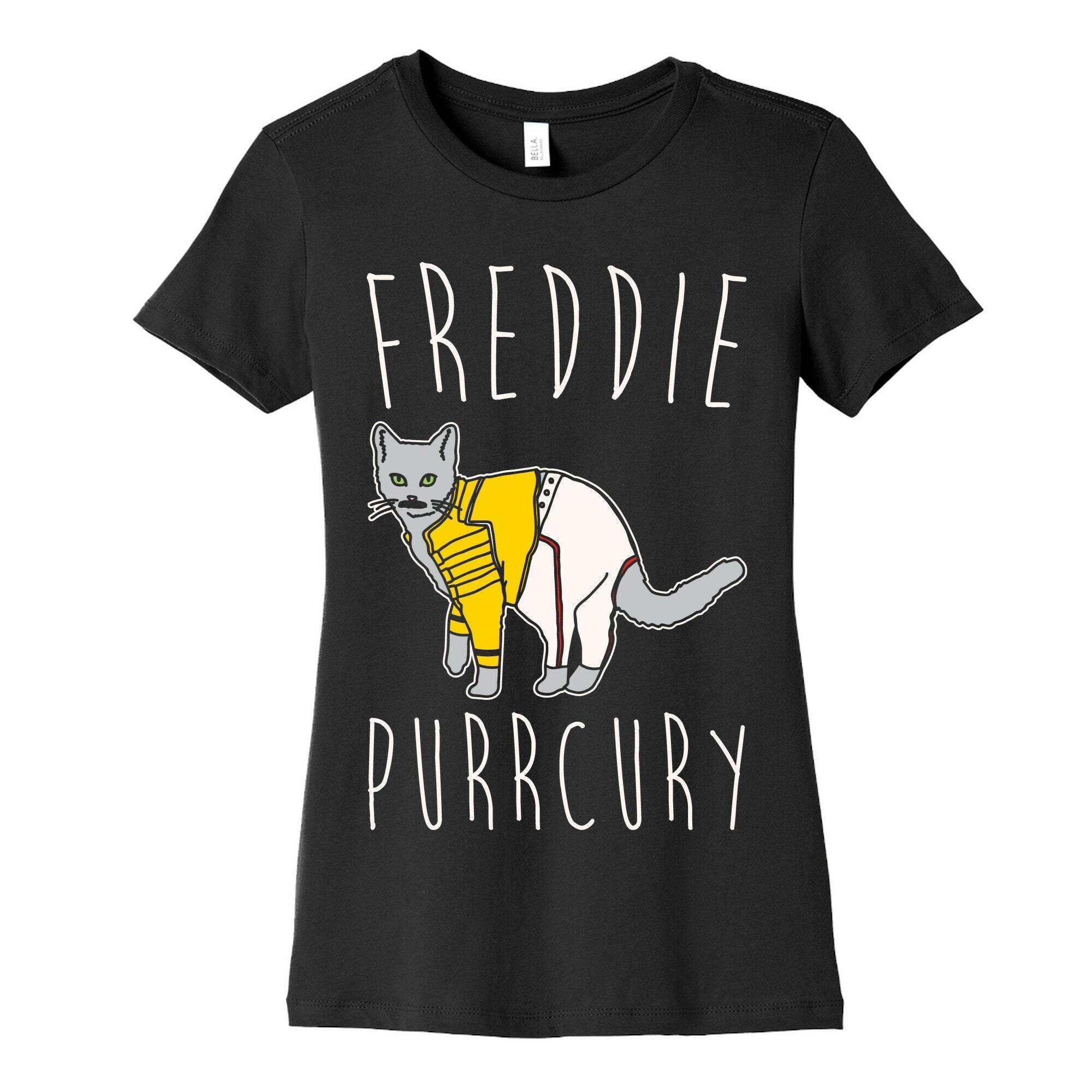 Freddie Purrcury Cat Parody White Print Women's Cotton Tee Hoodie, Sweatshirt | CoreVibeTees.com (Image 5)