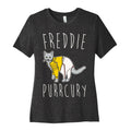 Freddie Purrcury Cat Parody White Print Women's Cotton Tee Hoodie, Sweatshirt | CoreVibeTees.com (Image 1)