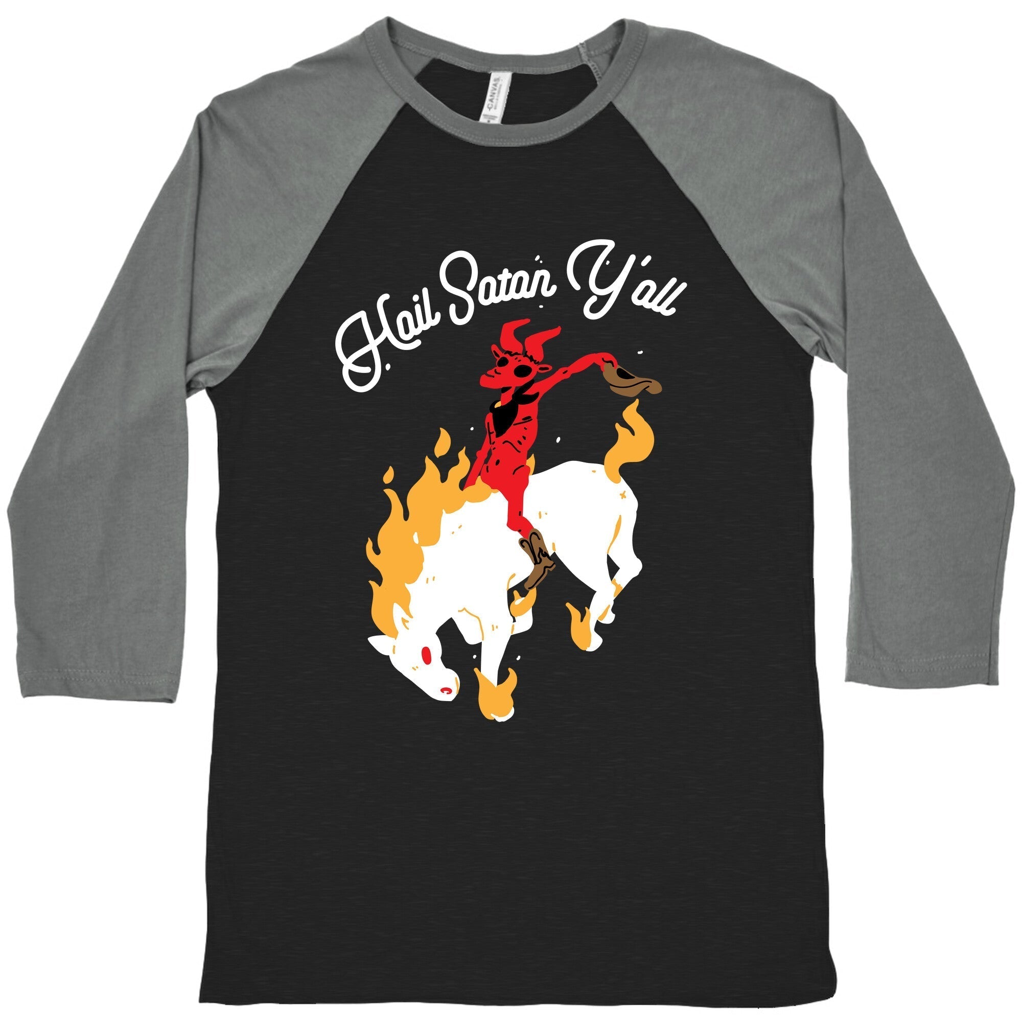 Hail Satan Y'all Baseball Tee Hoodie, Sweatshirt | CoreVibeTees.com (Image 1)