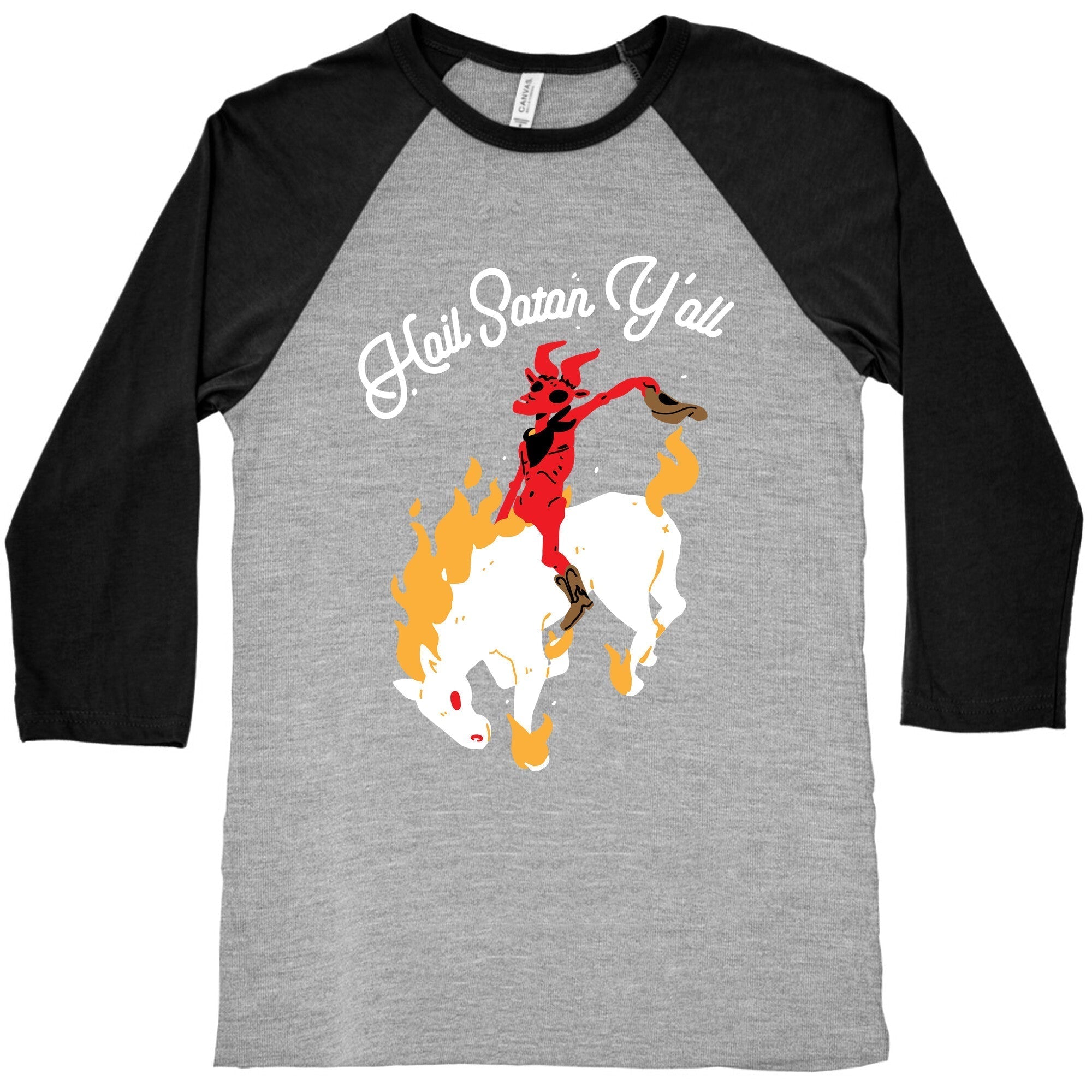 Hail Satan Y'all Baseball Tee Hoodie, Sweatshirt | CoreVibeTees.com (Image 2)