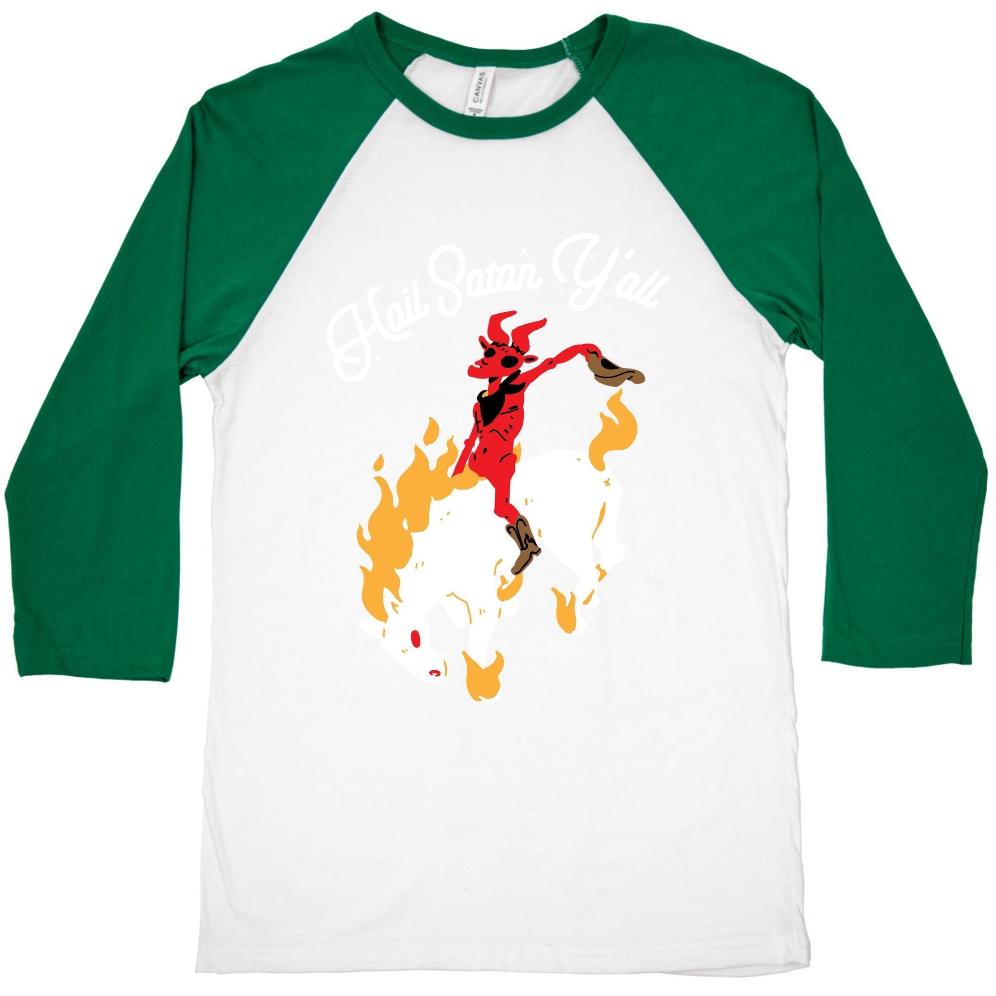 Hail Satan Y'all Baseball Tee Hoodie, Sweatshirt | CoreVibeTees.com (Image 3)