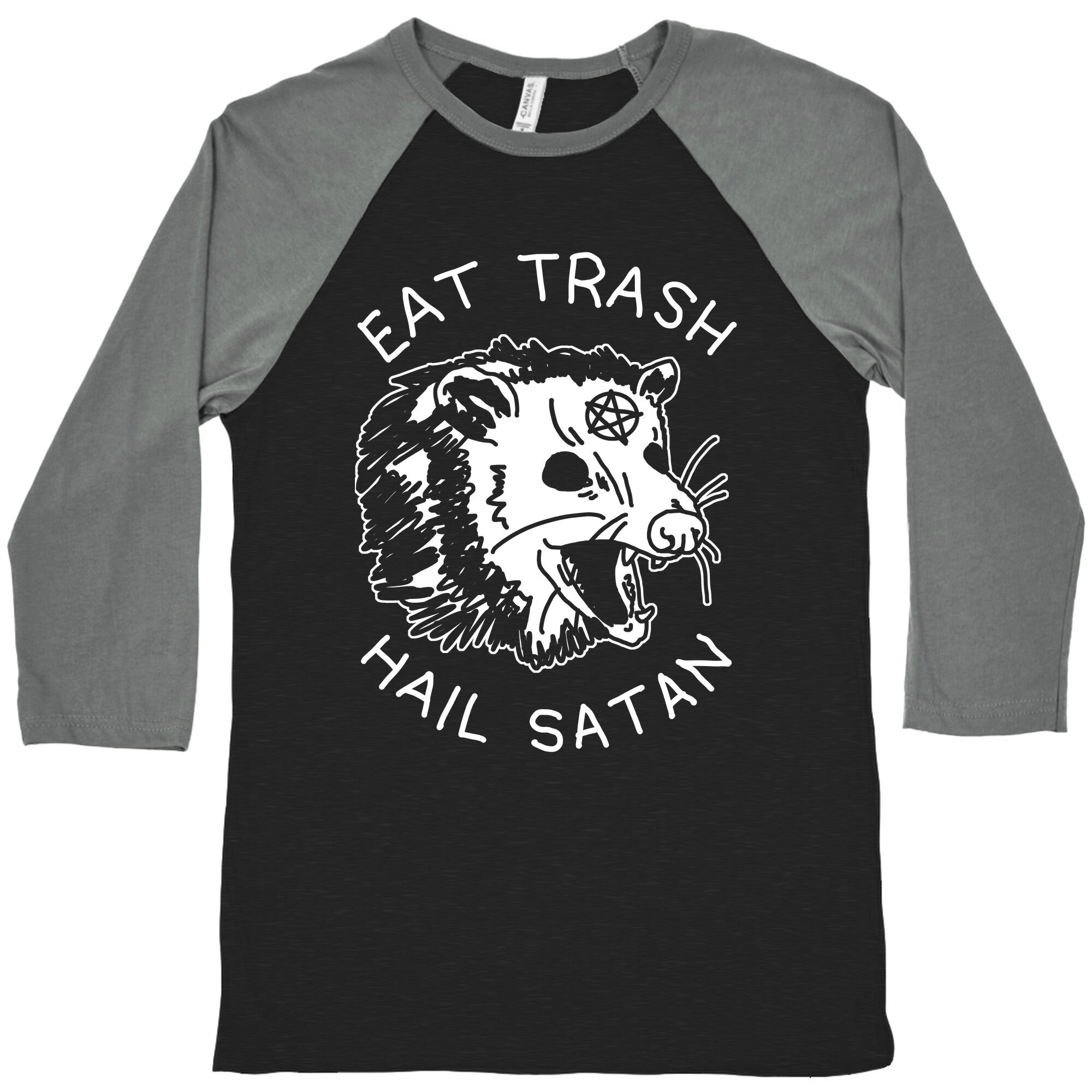 Eat Trash Hail Satan Possum Baseball Tee Hoodie, Sweatshirt | CoreVibeTees.com (Image 1)