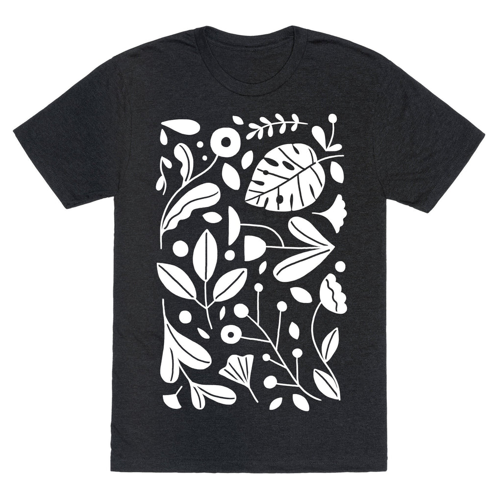 Black and White Plant Pattern Unisex Triblend Tee Hoodie, Sweatshirt | CoreVibeTees.com (Image 1)