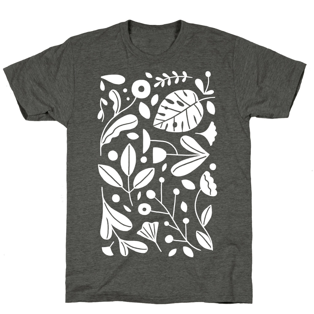 Black and White Plant Pattern Unisex Triblend Tee Hoodie, Sweatshirt | CoreVibeTees.com (Image 3)