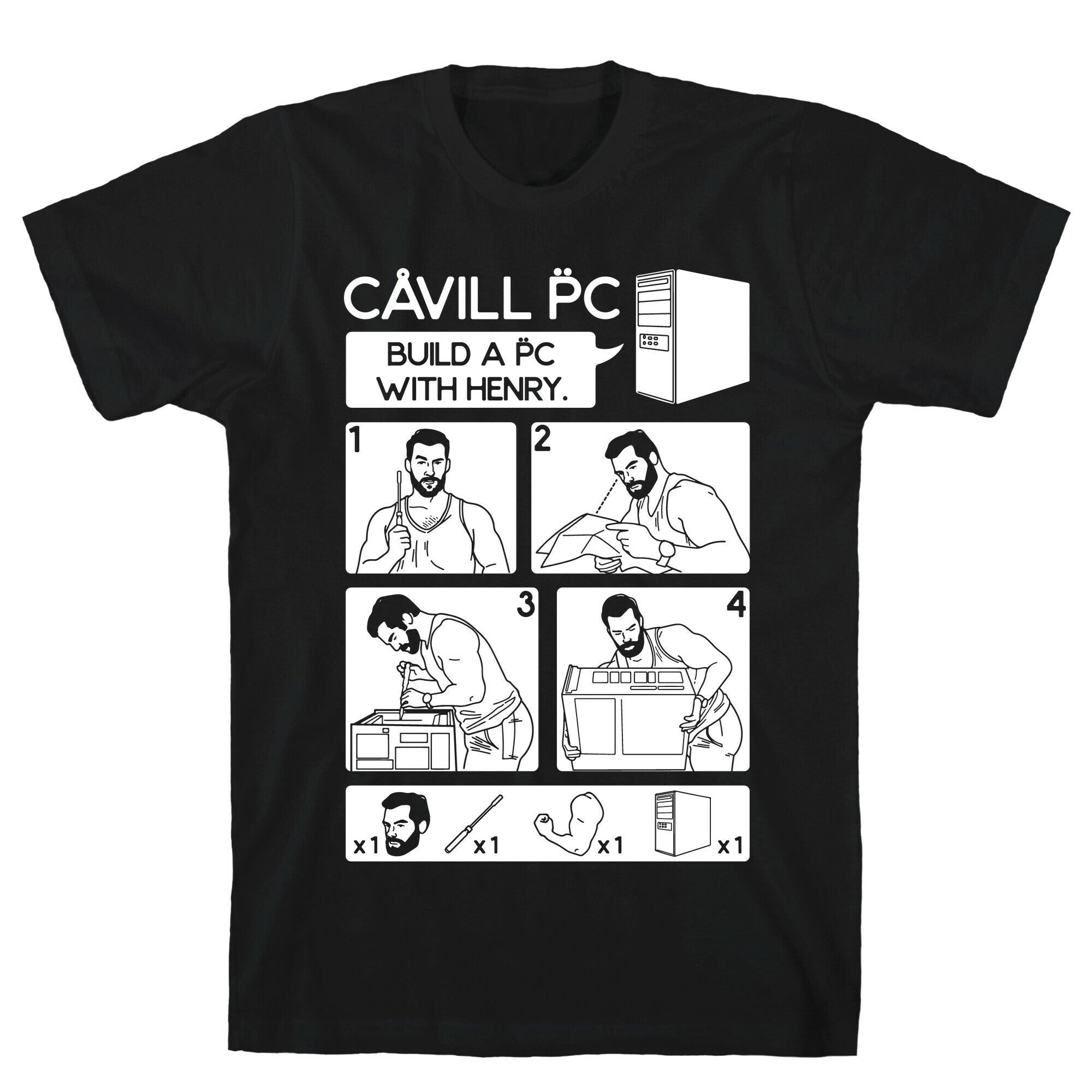 Cavill PC Parody White Print T-Shirt Hoodie, Sweatshirt | CoreVibeTees.com (Image 1)