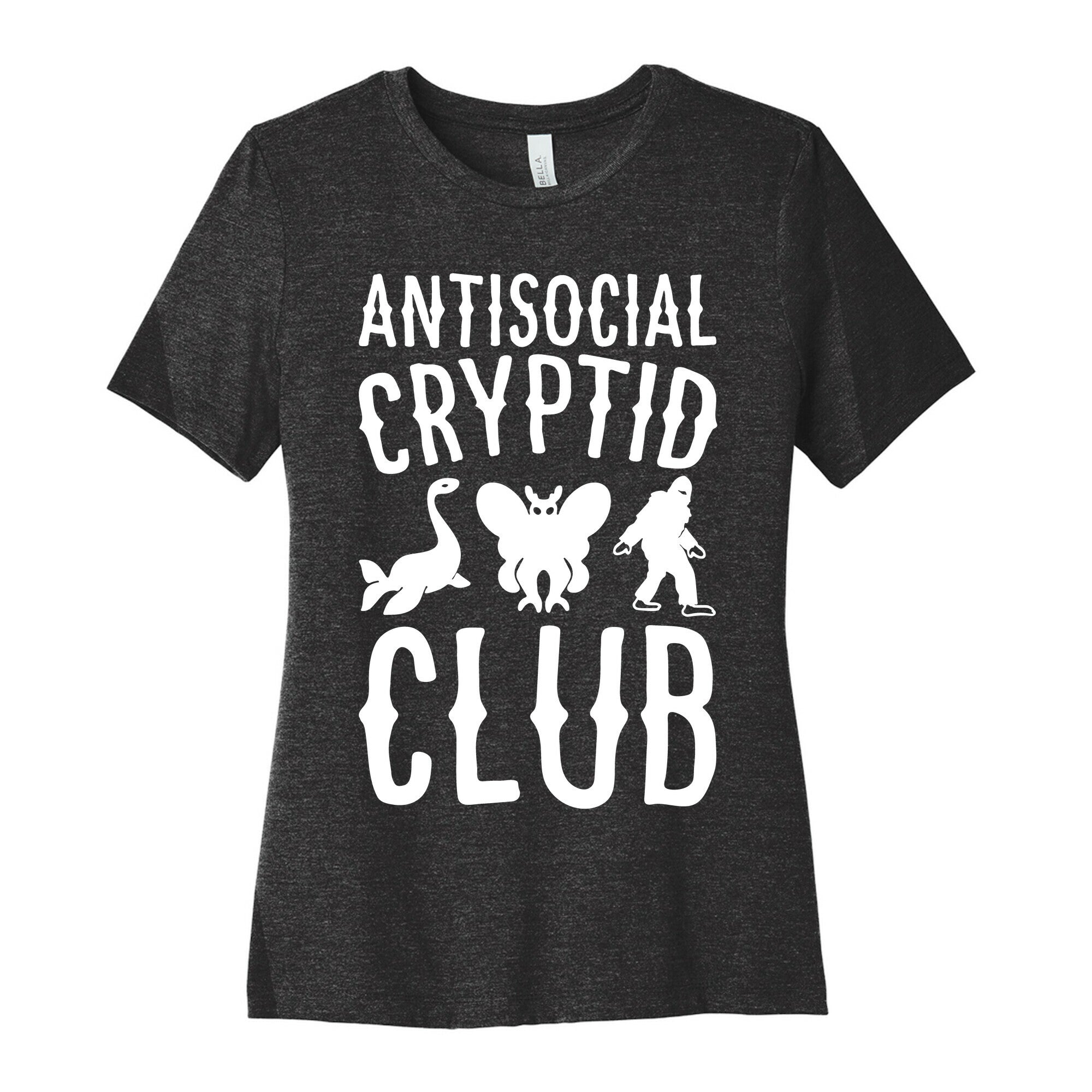 Antisocial Cryptid Club White Print Women's Cotton Tee Hoodie, Sweatshirt | CoreVibeTees.com (Image 1)