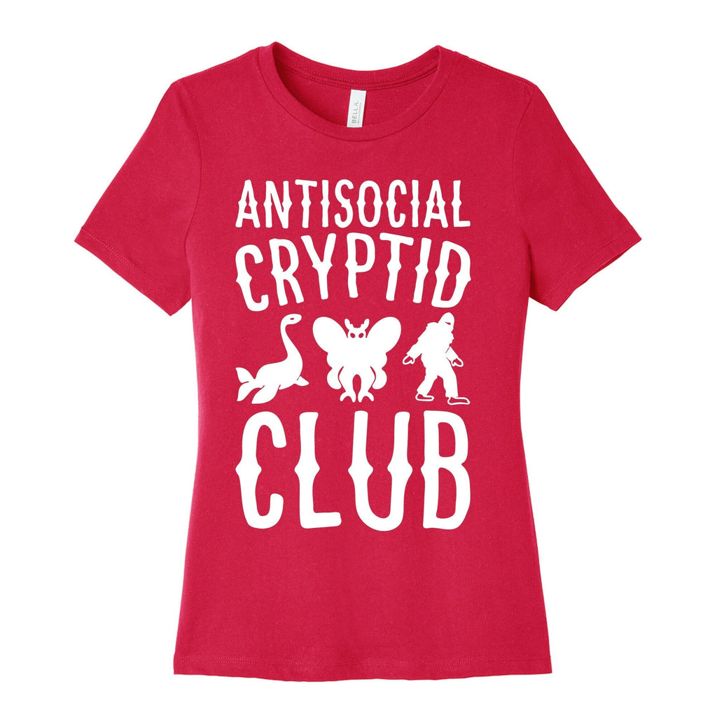 Antisocial Cryptid Club White Print Women's Cotton Tee Hoodie, Sweatshirt | CoreVibeTees.com (Image 2)