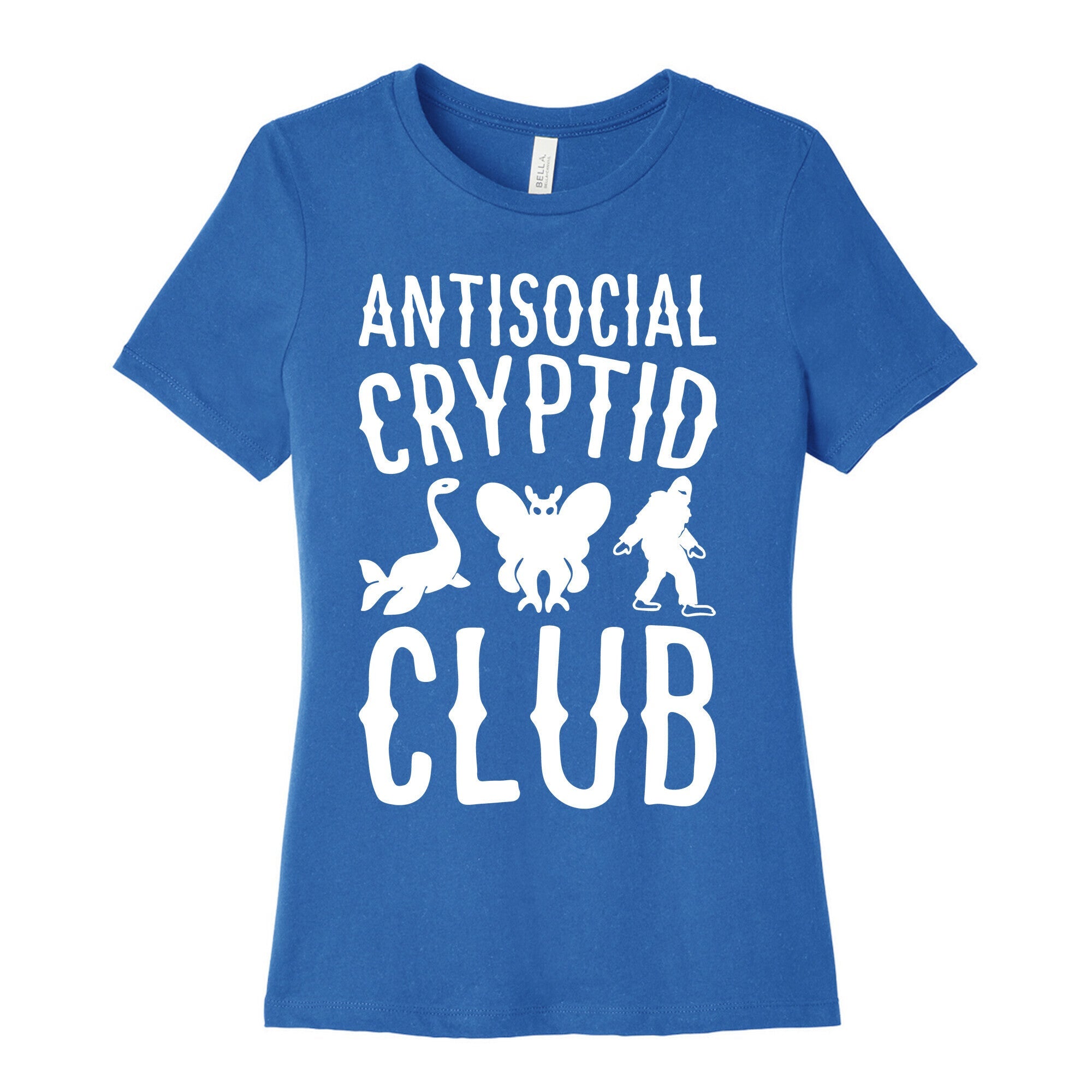 Antisocial Cryptid Club White Print Women's Cotton Tee Hoodie, Sweatshirt | CoreVibeTees.com (Image 3)