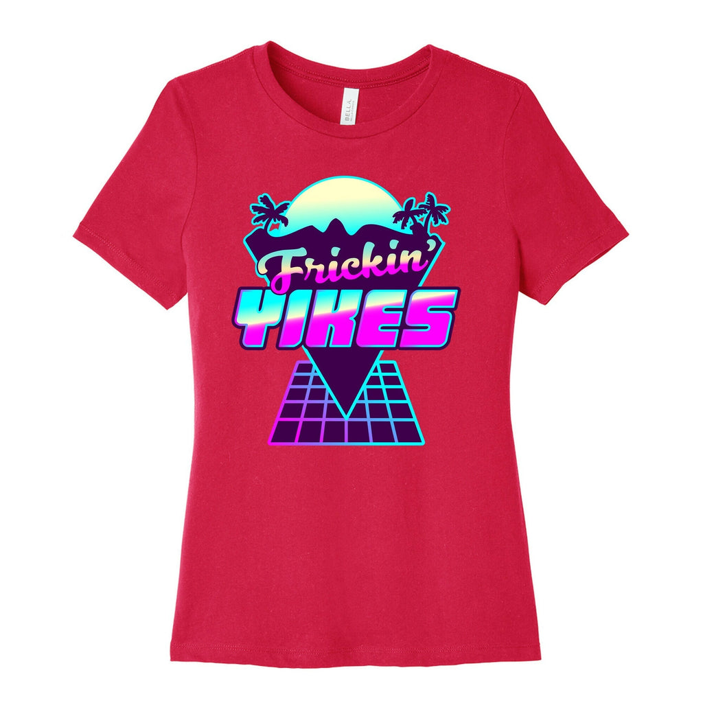 Frickin' YIKES Retro Wave Women's Cotton Tee Hoodie, Sweatshirt | CoreVibeTees.com (Image 2)