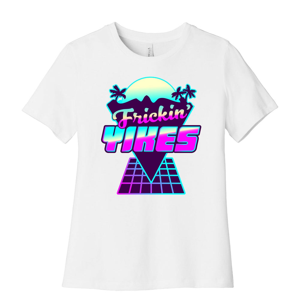 Frickin' YIKES Retro Wave Women's Cotton Tee Hoodie, Sweatshirt | CoreVibeTees.com (Image 4)