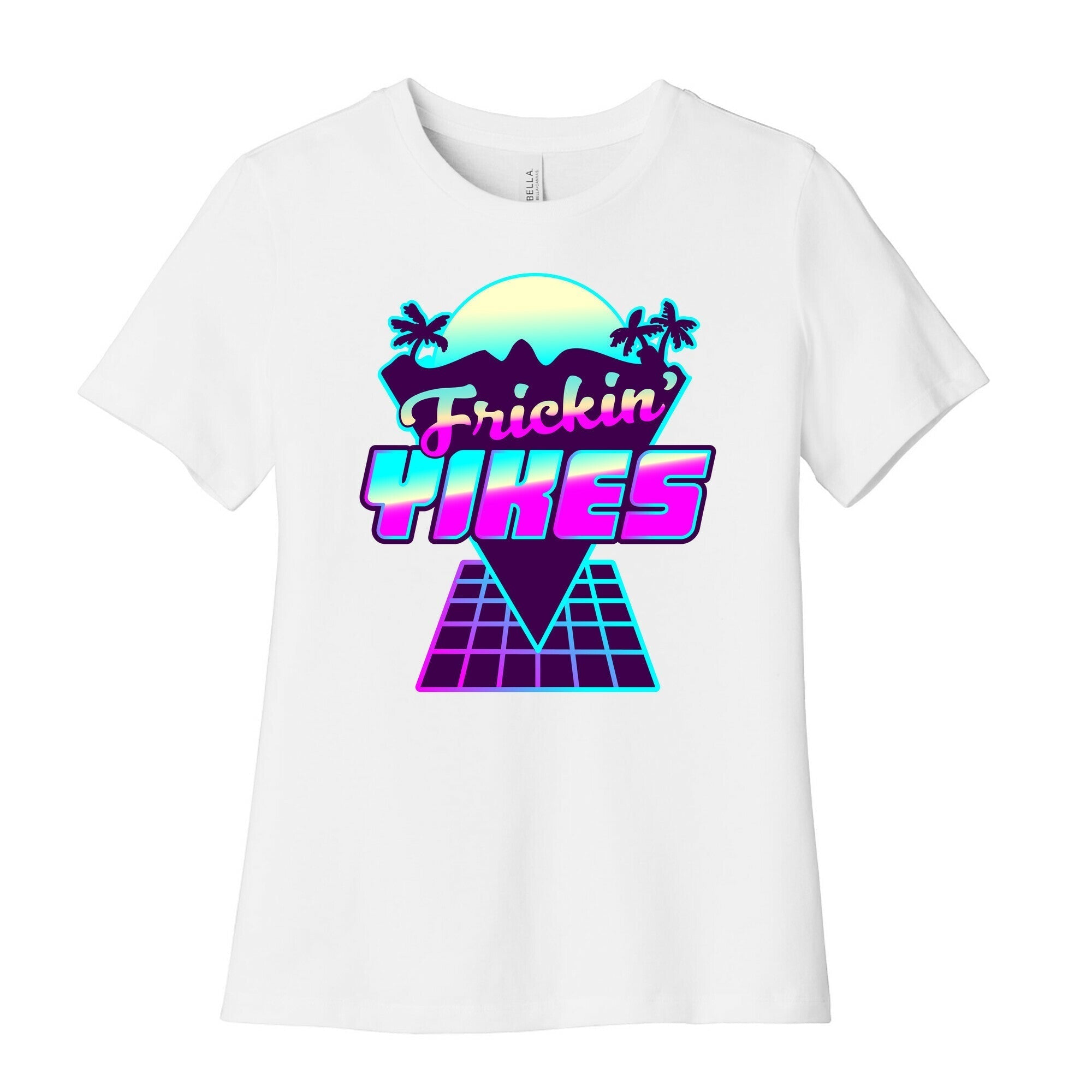 Frickin' YIKES Retro Wave Women's Cotton Tee Hoodie, Sweatshirt | CoreVibeTees.com (Image 4)