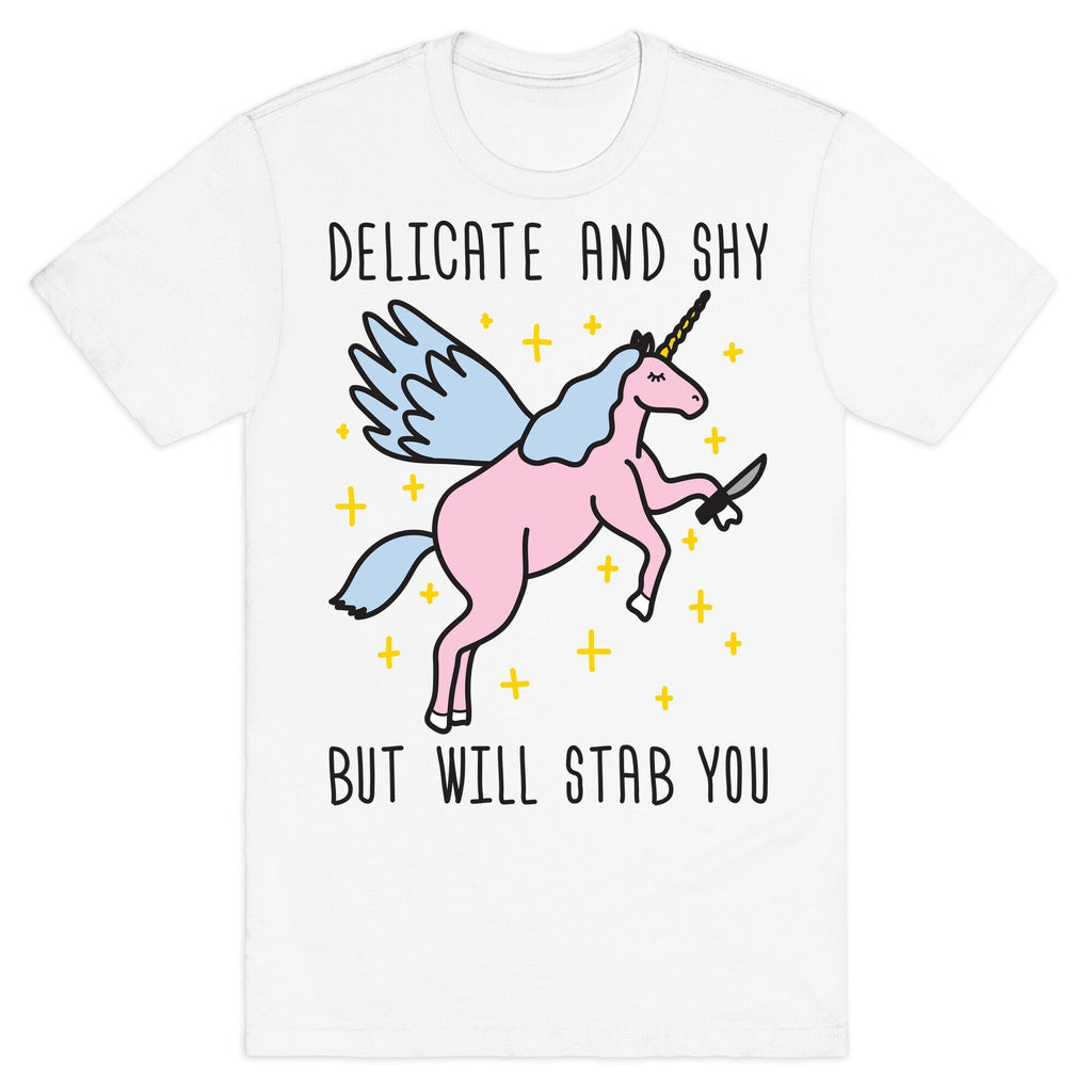Delicate And Shy But Will Stab You Unicorn T-Shirt Hoodie, Sweatshirt | CoreVibeTees.com (Image 2)