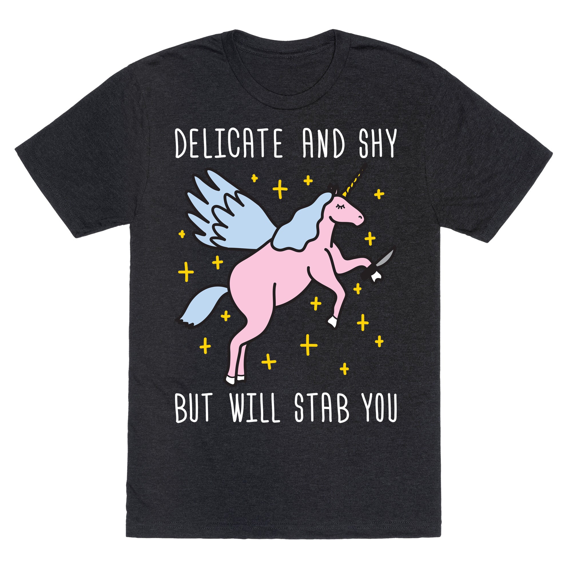 Delicate And Shy But Will Stab You Unicorn Unisex Triblend Tee Hoodie, Sweatshirt | CoreVibeTees.com (Image 1)