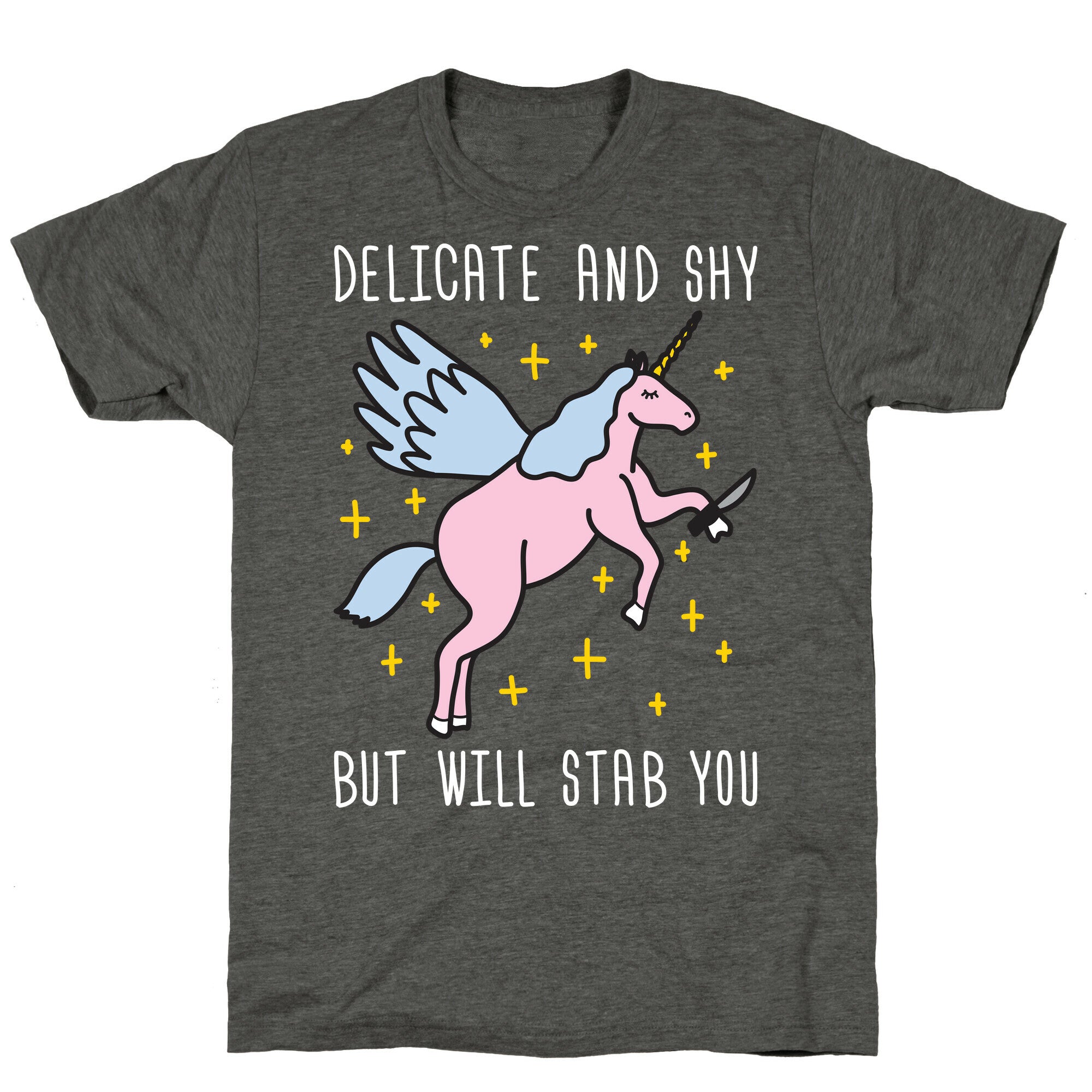 Delicate And Shy But Will Stab You Unicorn Unisex Triblend Tee Hoodie, Sweatshirt | CoreVibeTees.com (Image 3)