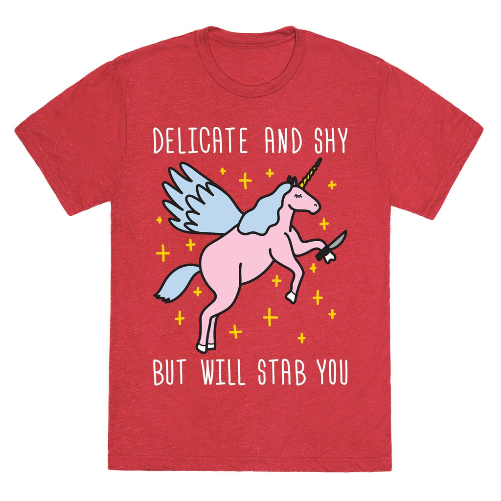 Delicate And Shy But Will Stab You Unicorn Unisex Triblend Tee Hoodie, Sweatshirt | CoreVibeTees.com (Image 4)