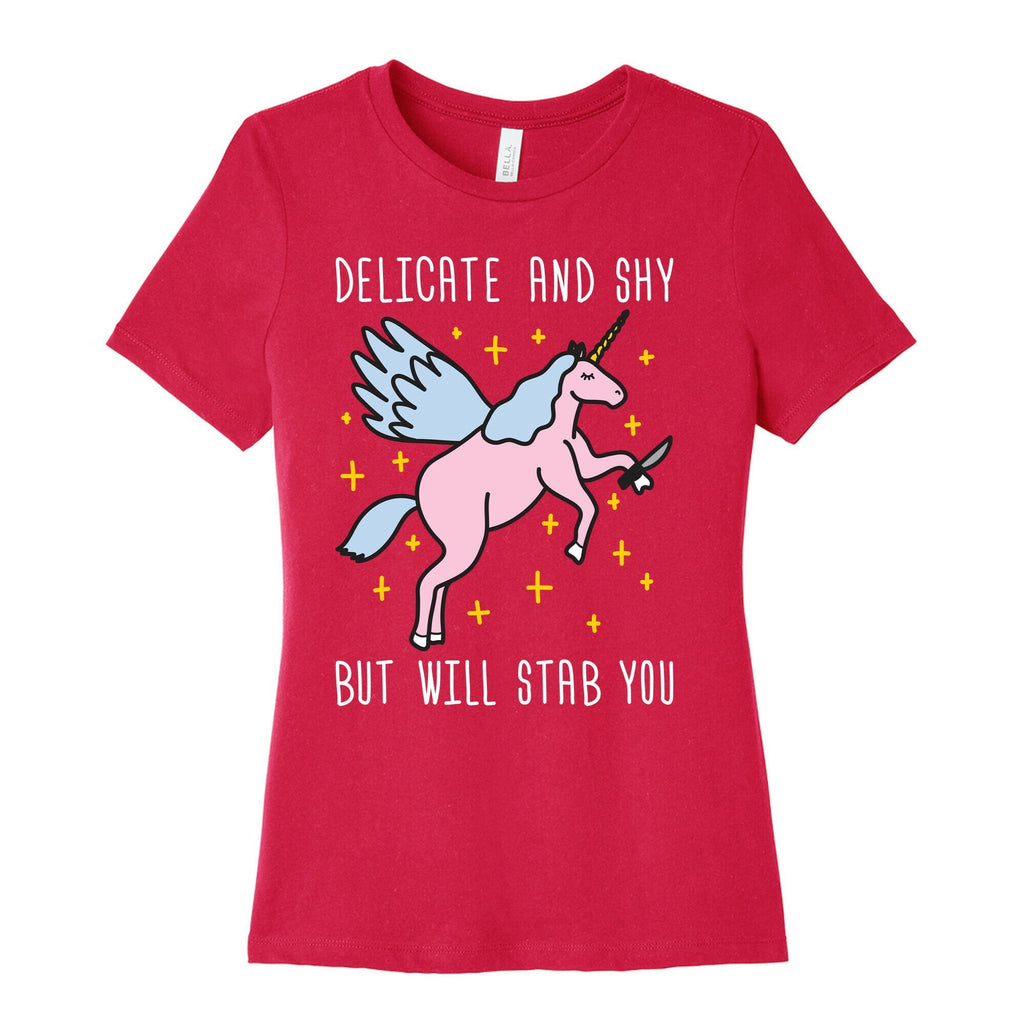 Delicate And Shy But Will Stab You Unicorn Women's Cotton Tee Hoodie, Sweatshirt | CoreVibeTees.com (Image 2)