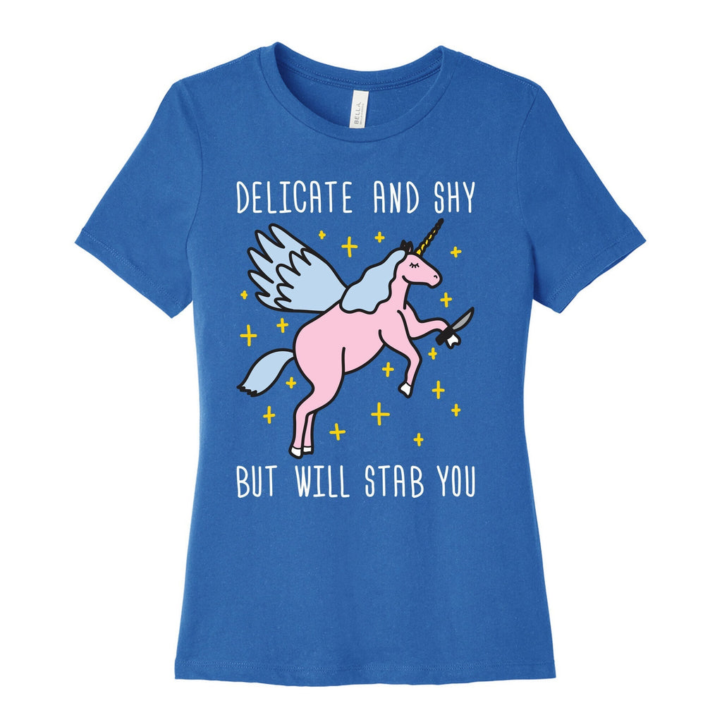Delicate And Shy But Will Stab You Unicorn Women's Cotton Tee Hoodie, Sweatshirt | CoreVibeTees.com (Image 3)