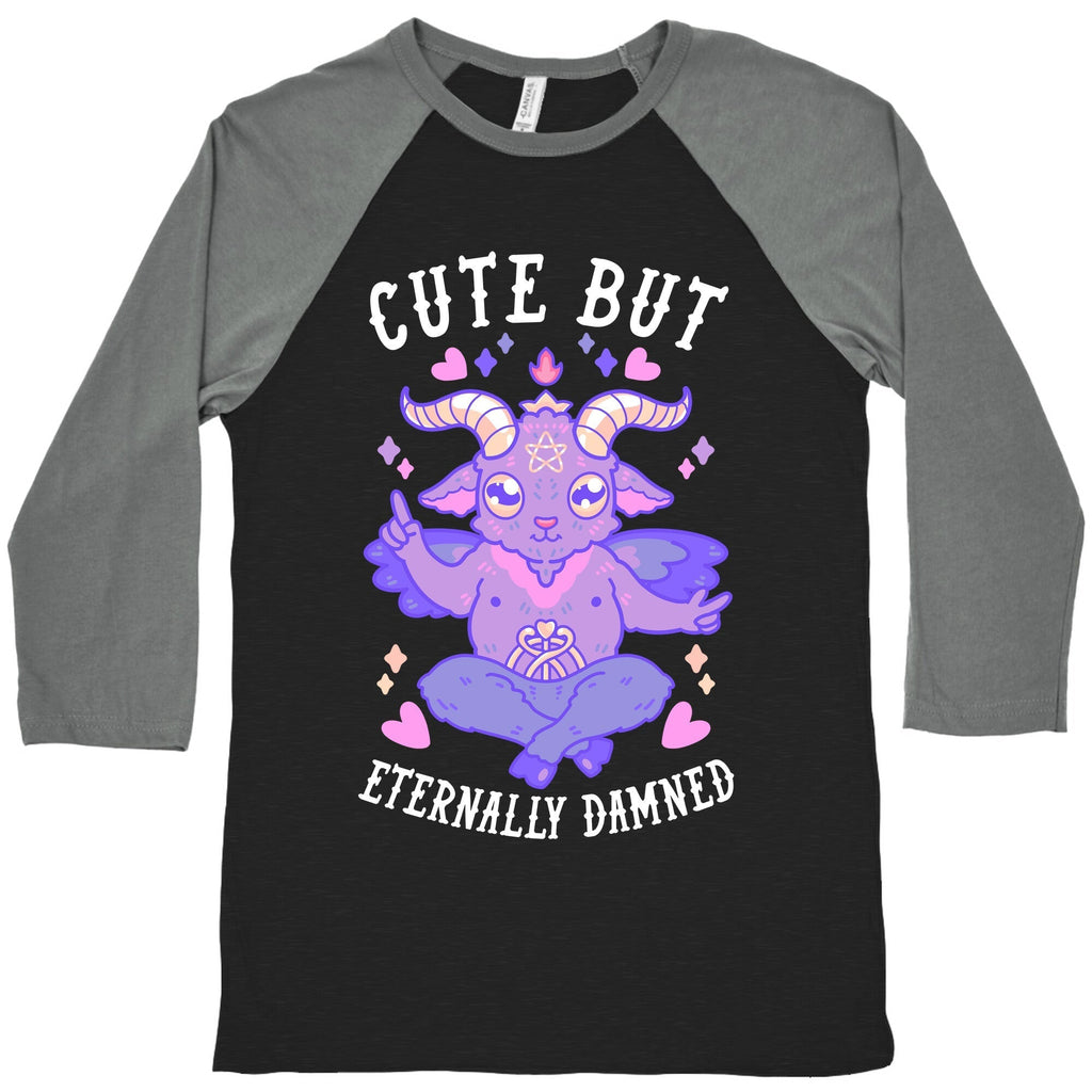 Cute But Eternally Damned Baseball Tee Hoodie, Sweatshirt | CoreVibeTees.com (Image 1)