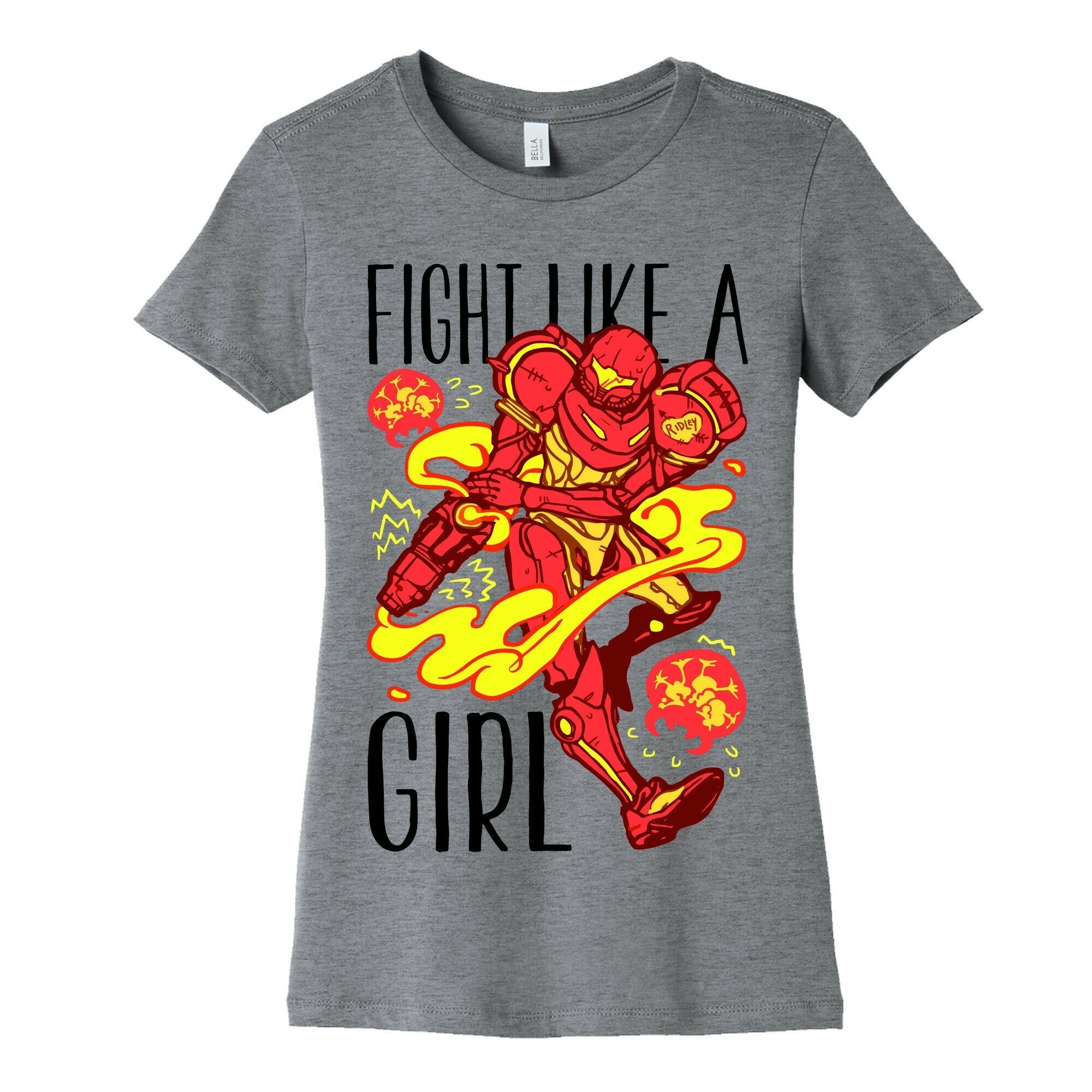 Fight Like A Girl Samus Parody Women's Cotton Tee Hoodie, Sweatshirt | CoreVibeTees.com (Image 2)