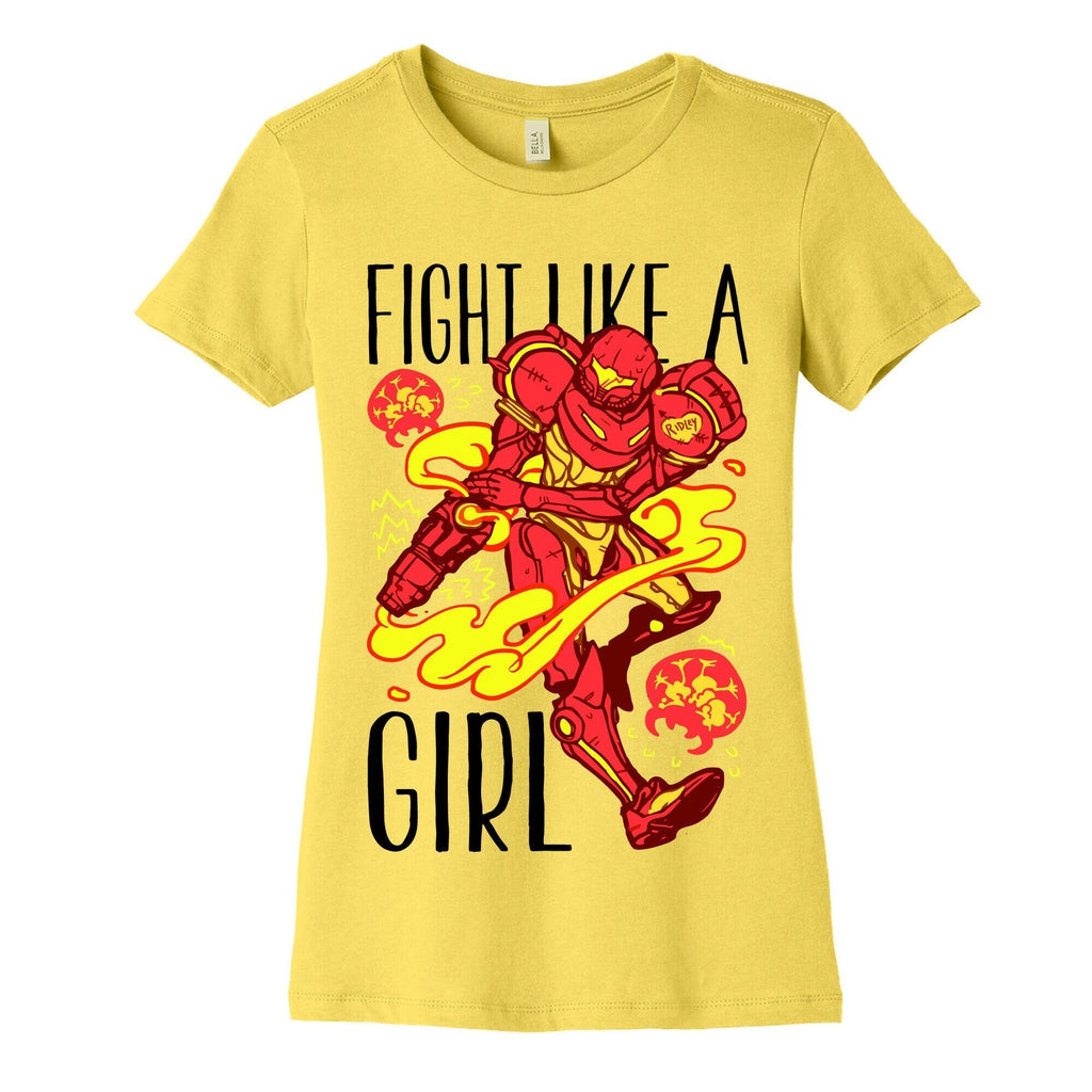 Fight Like A Girl Samus Parody Women's Cotton Tee Hoodie, Sweatshirt | CoreVibeTees.com (Image 3)