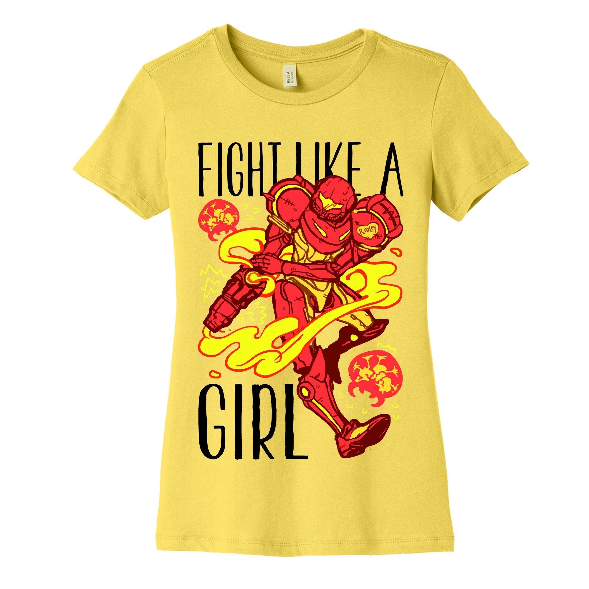 Fight Like A Girl Samus Parody Women's Cotton Tee Hoodie, Sweatshirt | CoreVibeTees.com (Image 3)