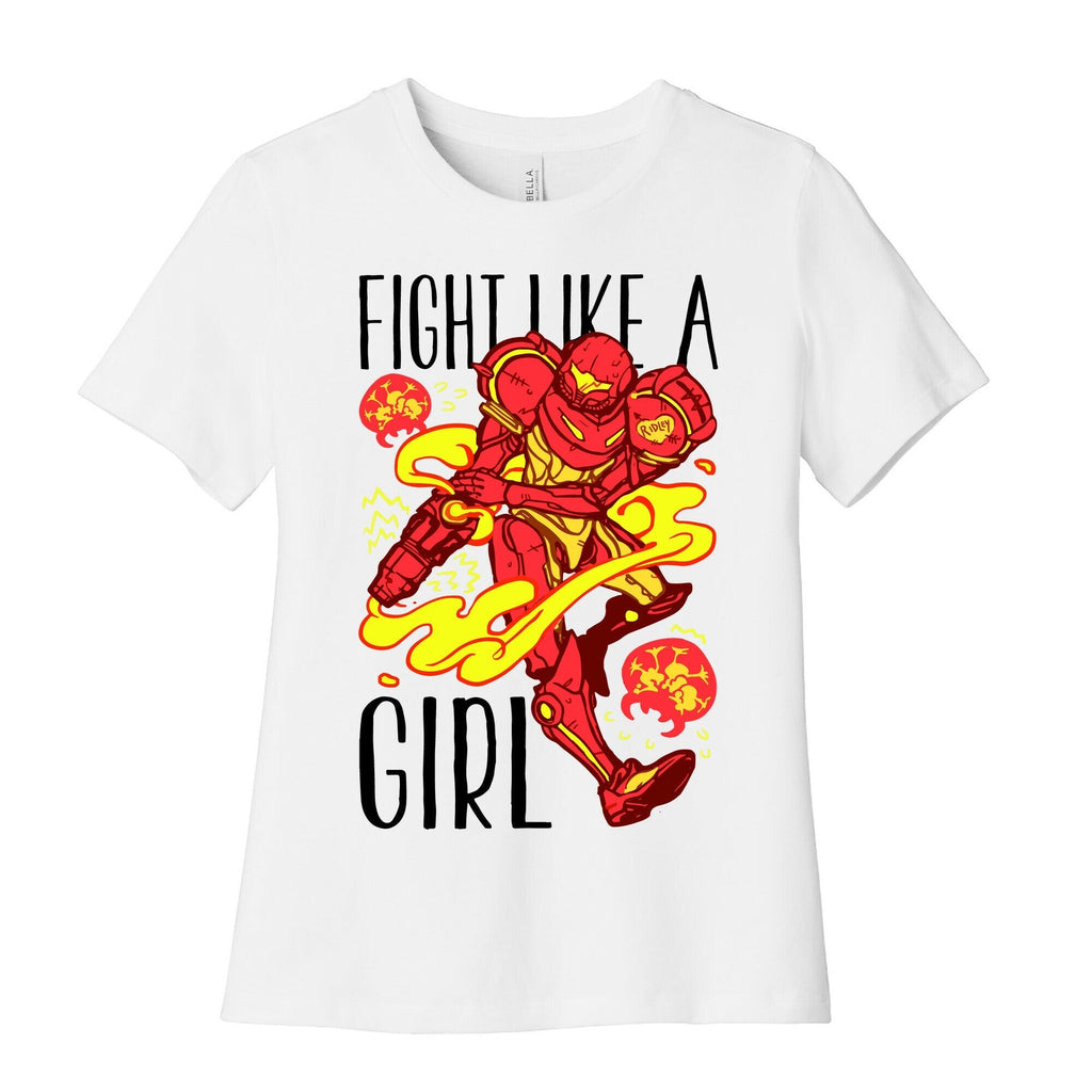 Fight Like A Girl Samus Parody Women's Cotton Tee Hoodie, Sweatshirt | CoreVibeTees.com (Image 1)