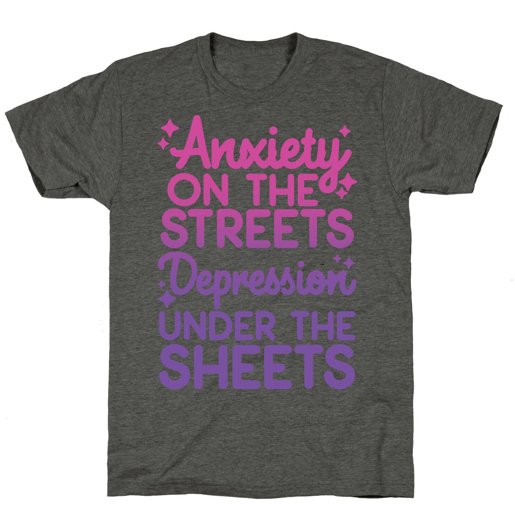 Anxiety On The Streets, Depression Under The Sheets Unisex Triblend Tee Hoodie, Sweatshirt | CoreVibeTees.com (Image 3)