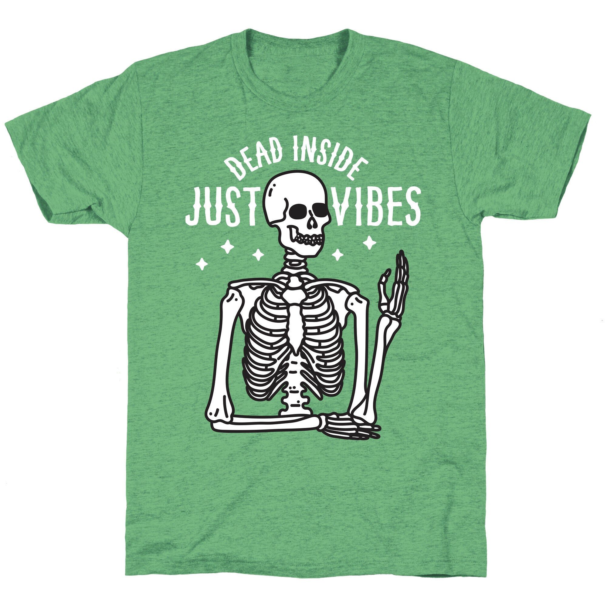 Dead Inside Just Vibes Skeleton Unisex Triblend Tee Hoodie, Sweatshirt | CoreVibeTees.com (Image 2)