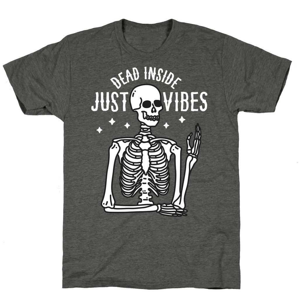 Dead Inside Just Vibes Skeleton Unisex Triblend Tee Hoodie, Sweatshirt | CoreVibeTees.com (Image 3)