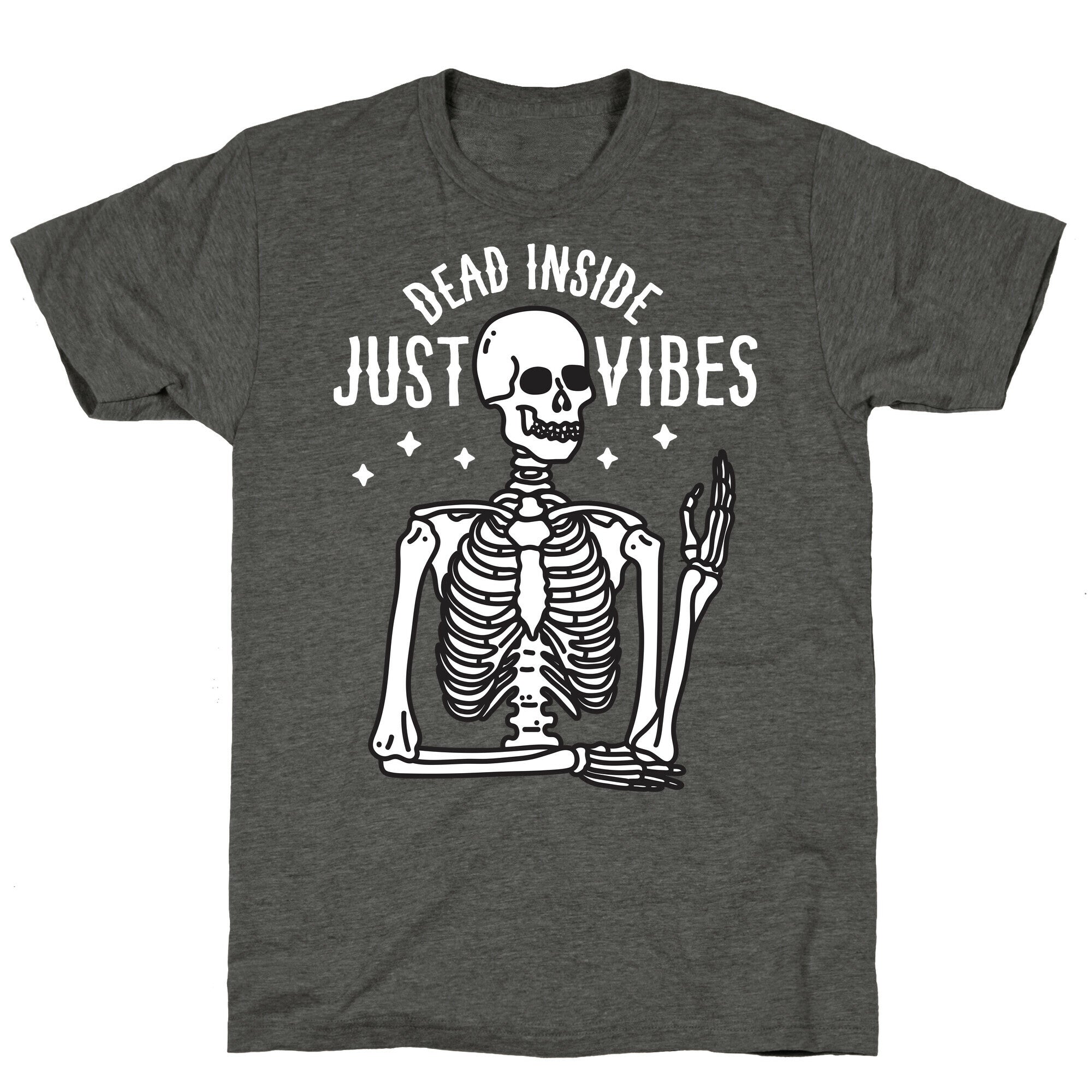 Dead Inside Just Vibes Skeleton Unisex Triblend Tee Hoodie, Sweatshirt | CoreVibeTees.com (Image 3)