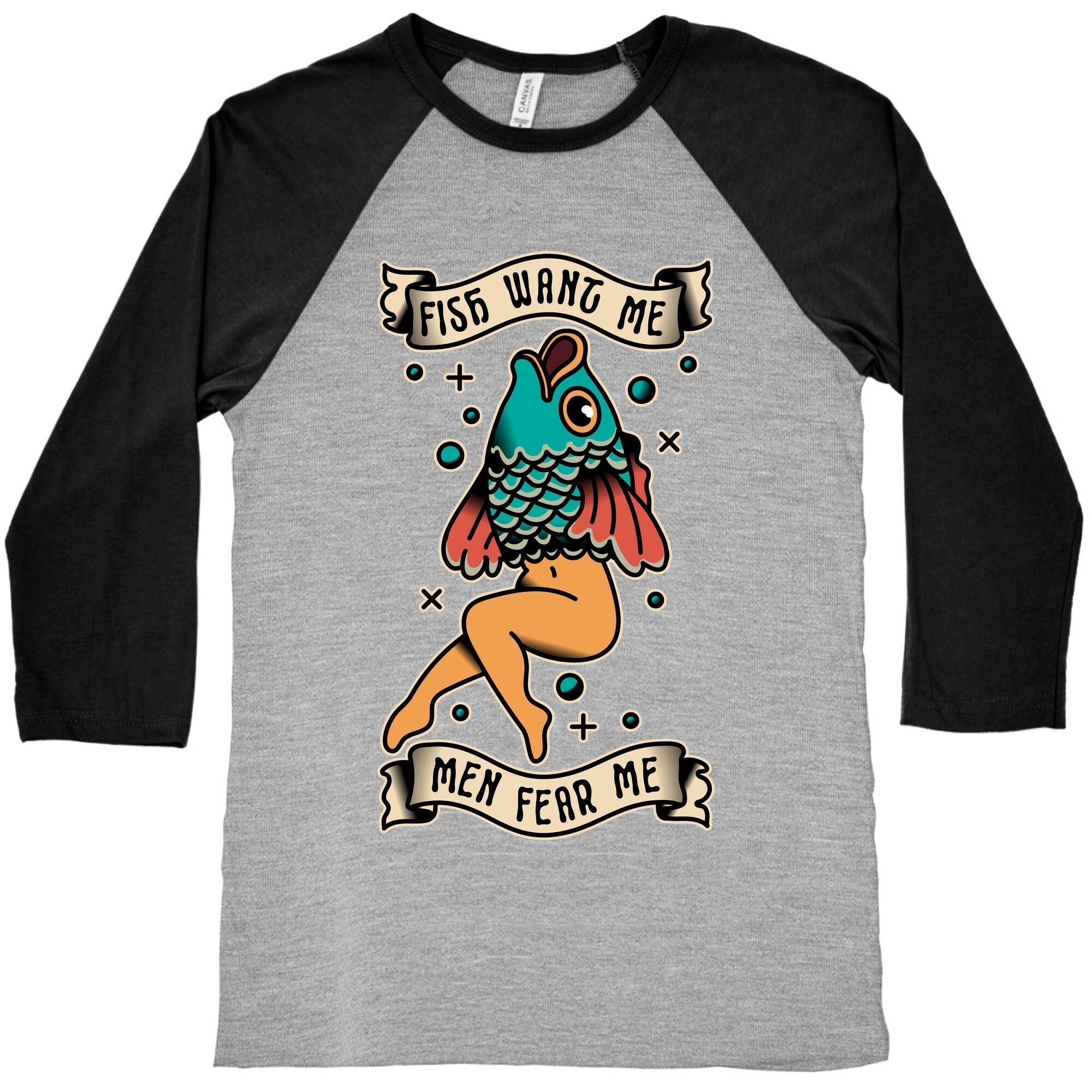 Fish Want Me Men Fear Me Reverse Mermaid Baseball Tee Hoodie, Sweatshirt | CoreVibeTees.com (Image 2)