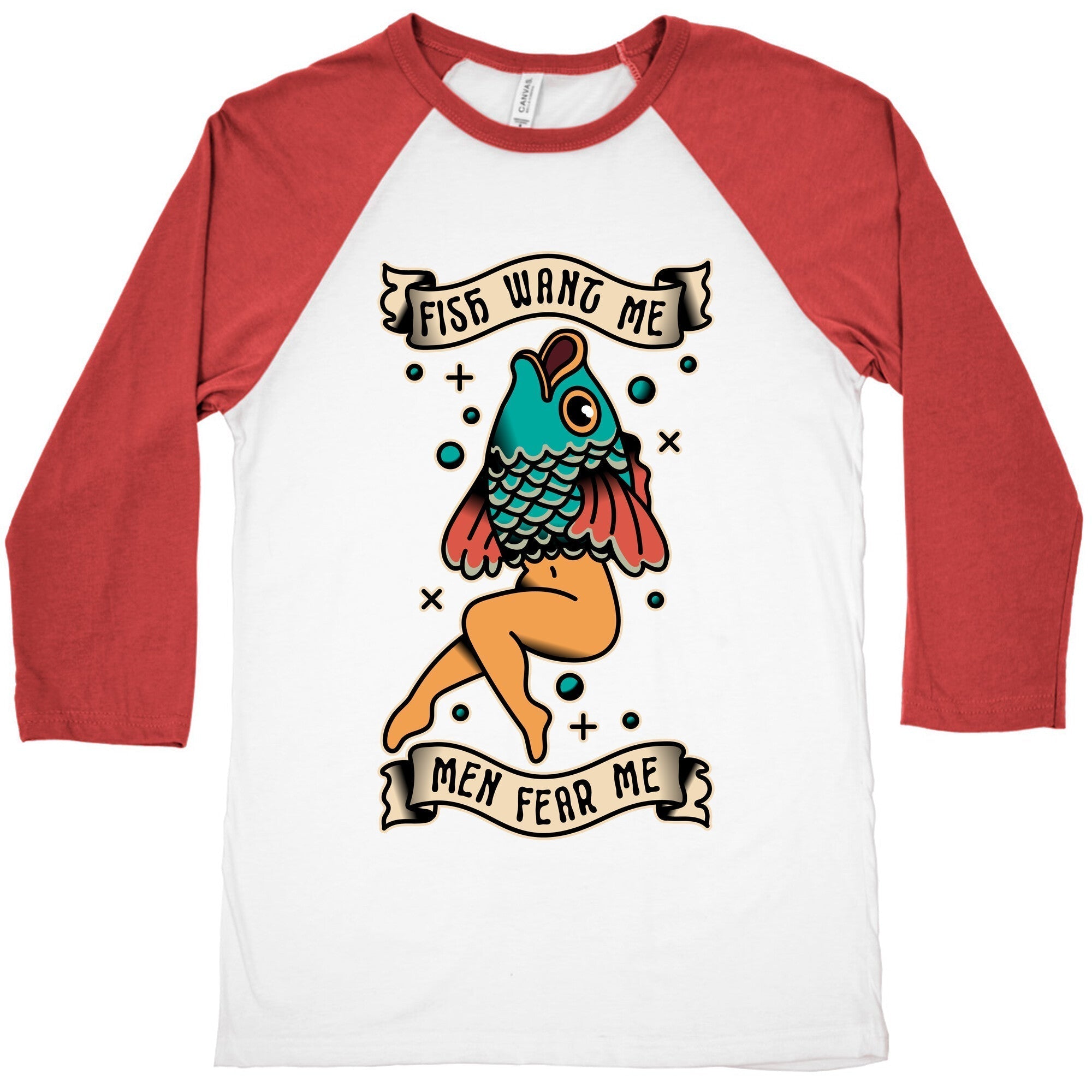 Fish Want Me Men Fear Me Reverse Mermaid Baseball Tee Hoodie, Sweatshirt | CoreVibeTees.com (Image 4)