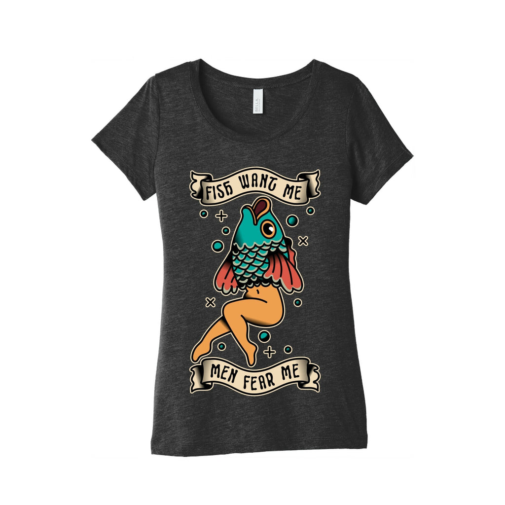 Fish Want Me Men Fear Me Reverse Mermaid Women's Triblend Tee Hoodie, Sweatshirt | CoreVibeTees.com (Image 2)
