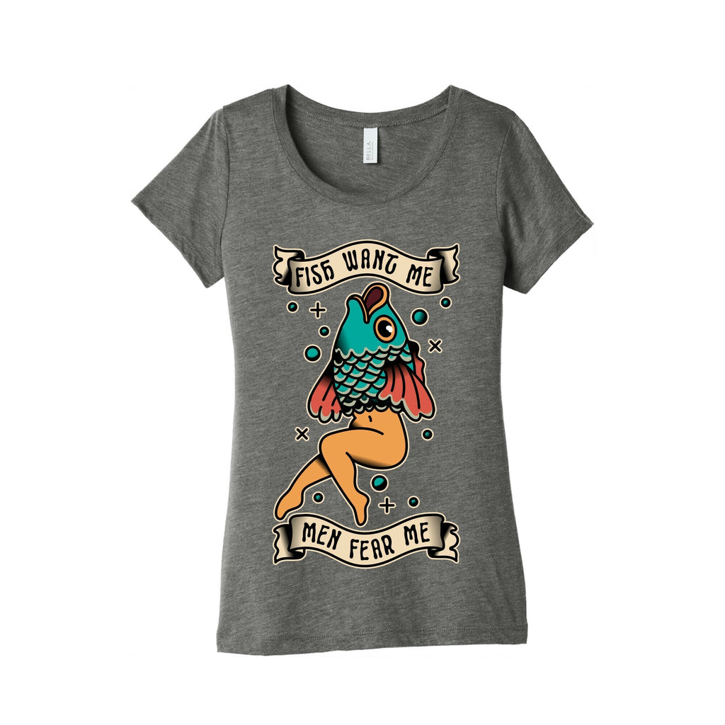 Fish Want Me Men Fear Me Reverse Mermaid Women's Triblend Tee Hoodie, Sweatshirt | CoreVibeTees.com (Image 1)