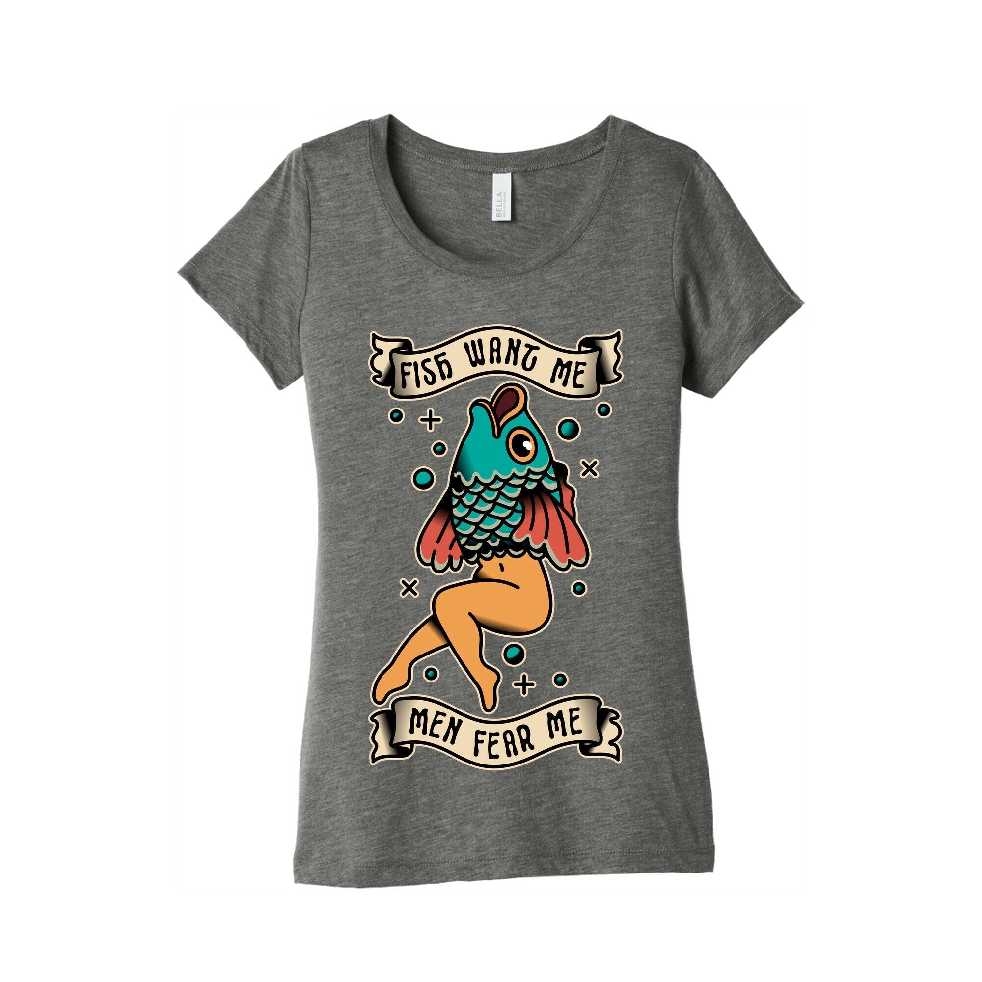 Fish Want Me Men Fear Me Reverse Mermaid Women's Triblend Tee Hoodie, Sweatshirt | CoreVibeTees.com (Image 1)