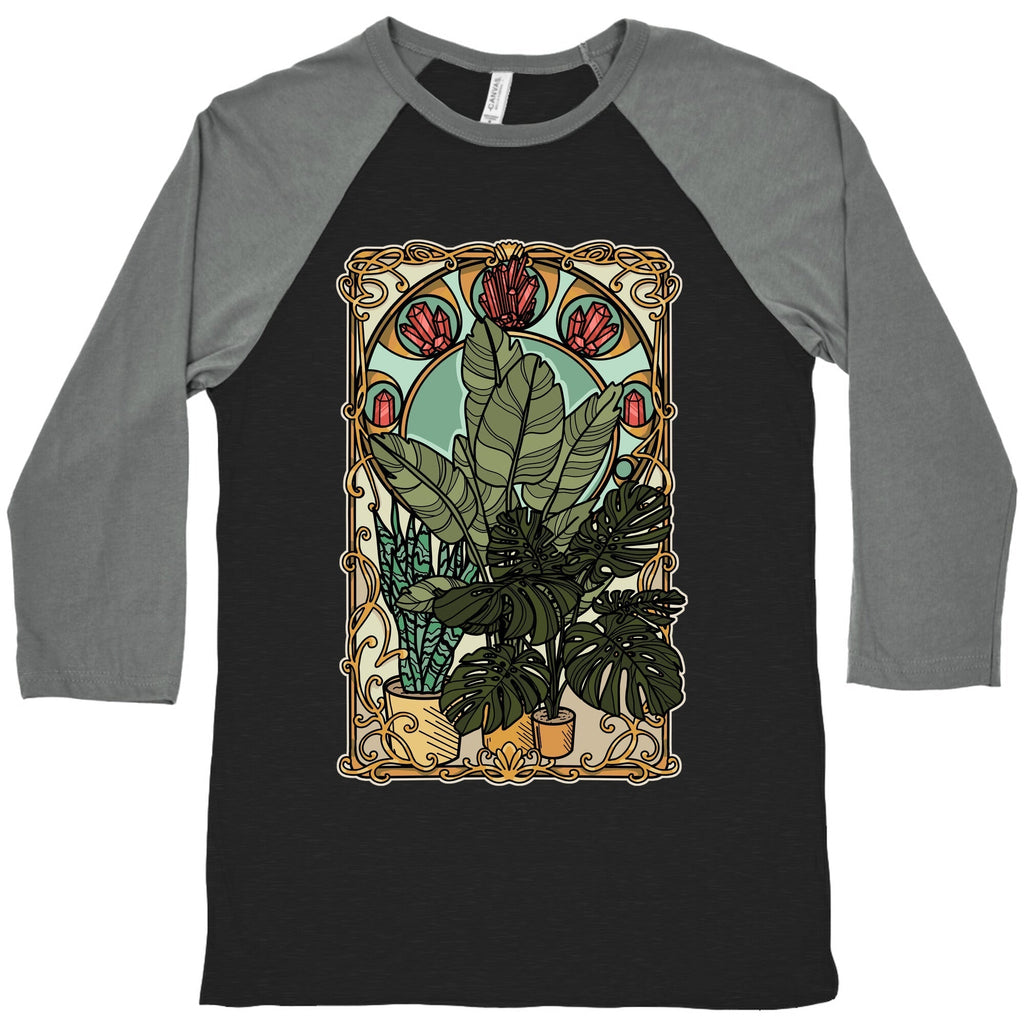 Art Nouveau House Plants Baseball Tee Hoodie, Sweatshirt | CoreVibeTees.com (Image 1)