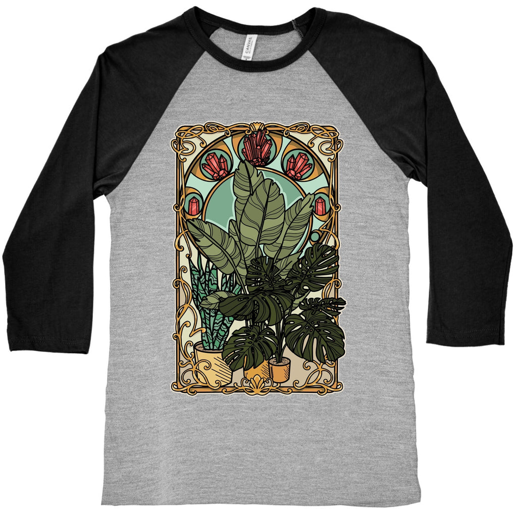 Art Nouveau House Plants Baseball Tee Hoodie, Sweatshirt | CoreVibeTees.com (Image 2)