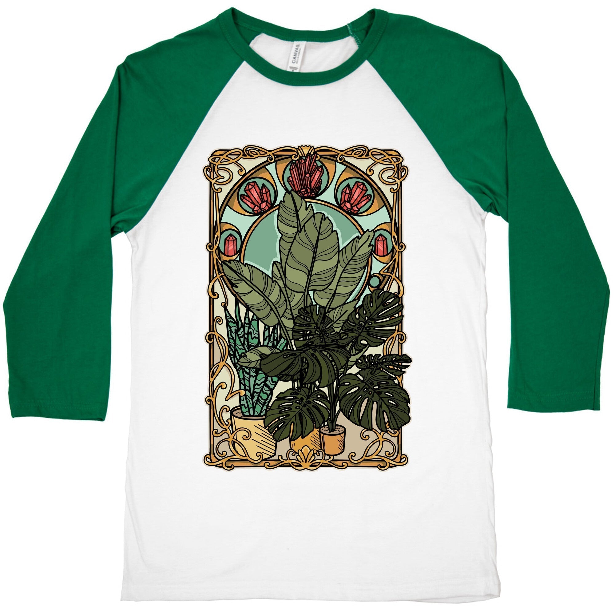 Art Nouveau House Plants Baseball Tee Hoodie, Sweatshirt | CoreVibeTees.com (Image 3)