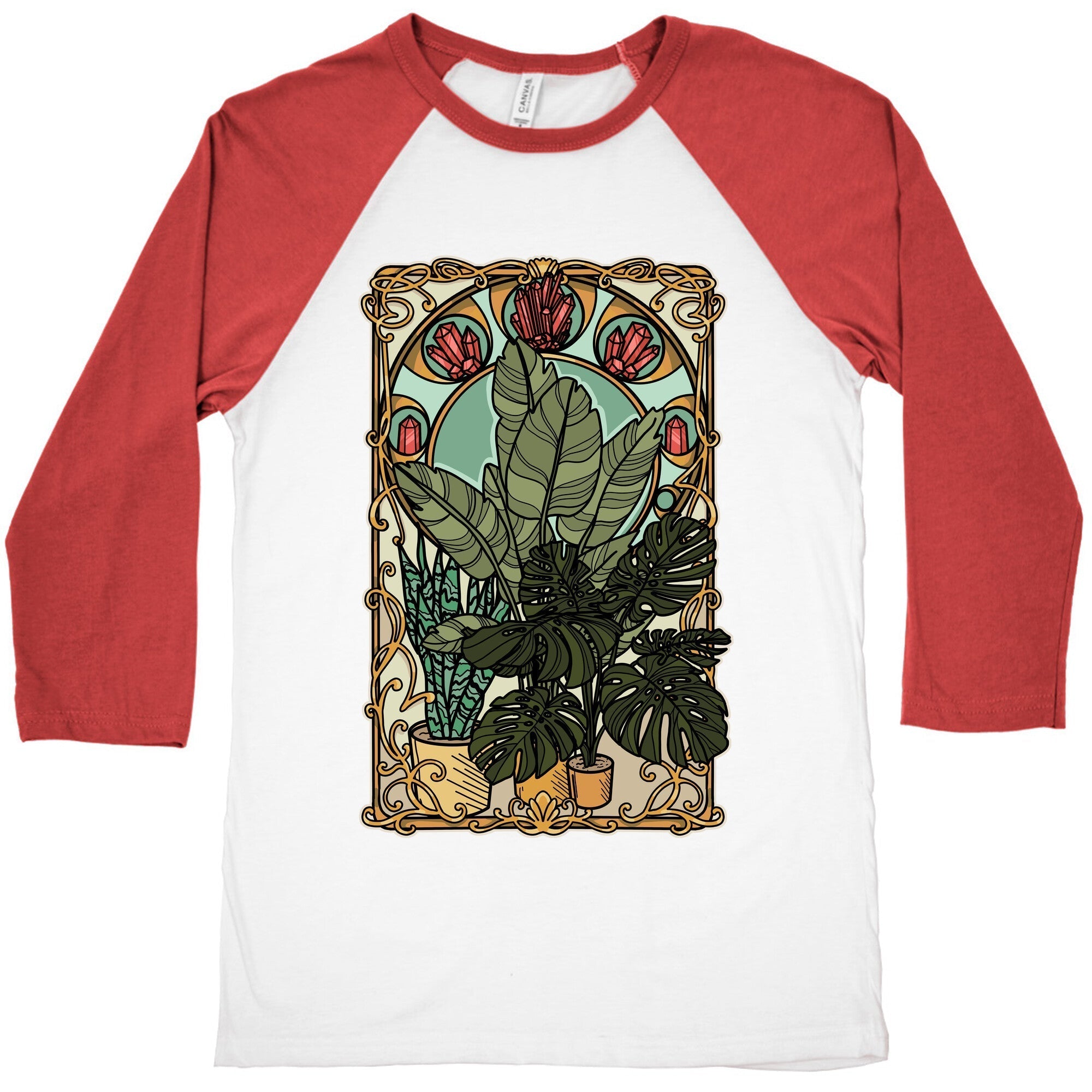 Art Nouveau House Plants Baseball Tee Hoodie, Sweatshirt | CoreVibeTees.com (Image 4)