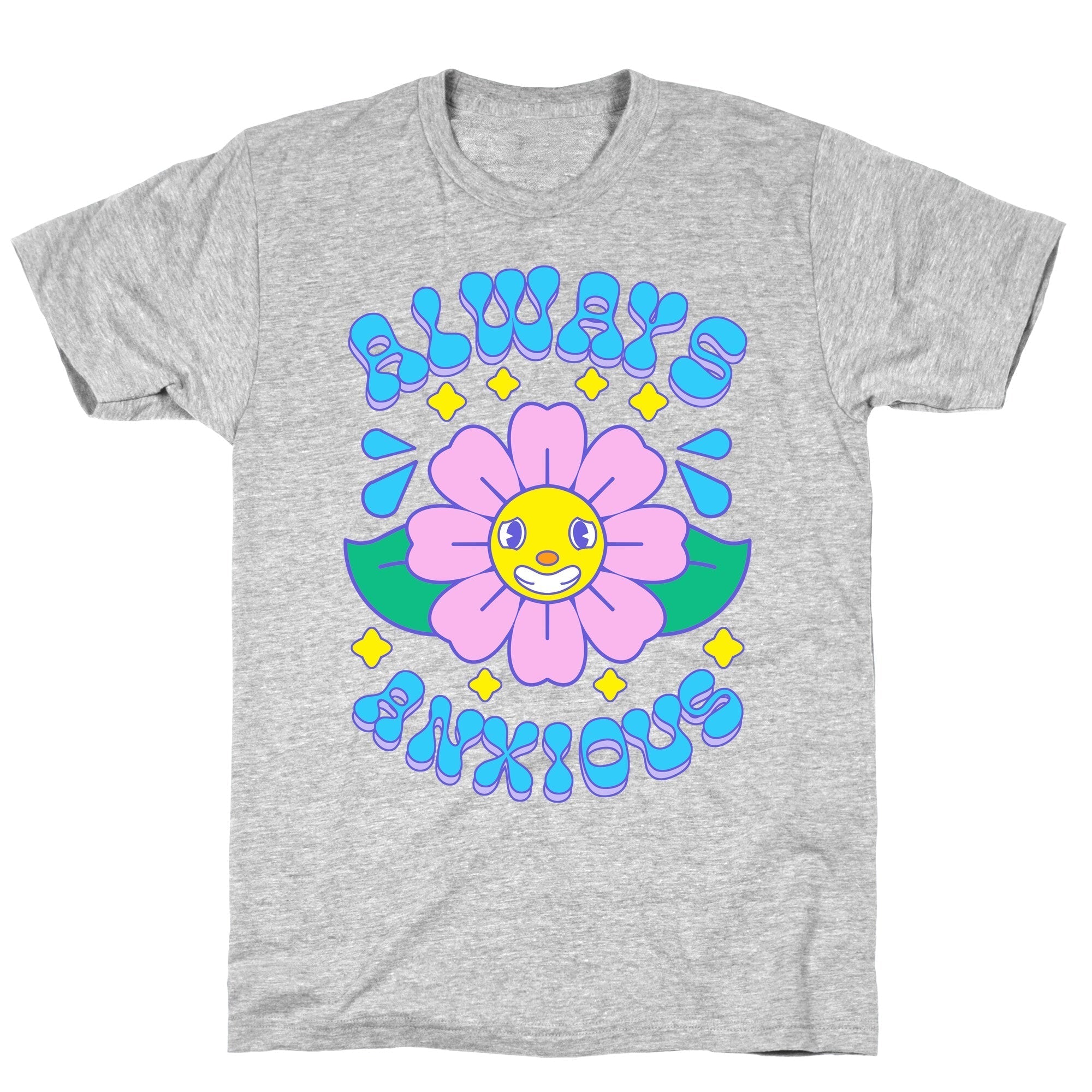 Always Anxious Cartoon Flower T-Shirt Hoodie, Sweatshirt | CoreVibeTees.com (Image 2)