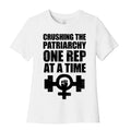 Crushing the Patriarchy One Rep at a Time Women's Cotton Tee Hoodie, Sweatshirt | CoreVibeTees.com (Image 1)
